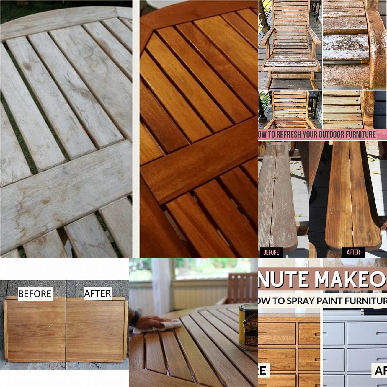 Teak Furniture Before and After Oil Spray