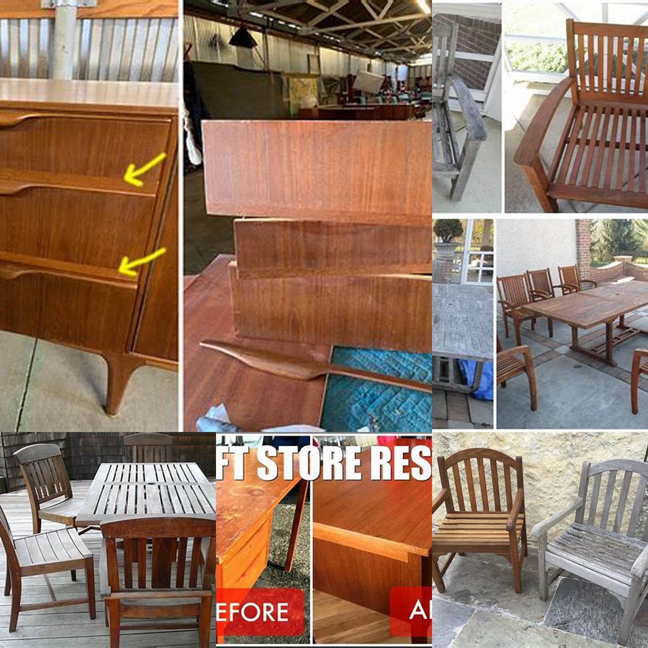 Teak Furniture Before and After Repair