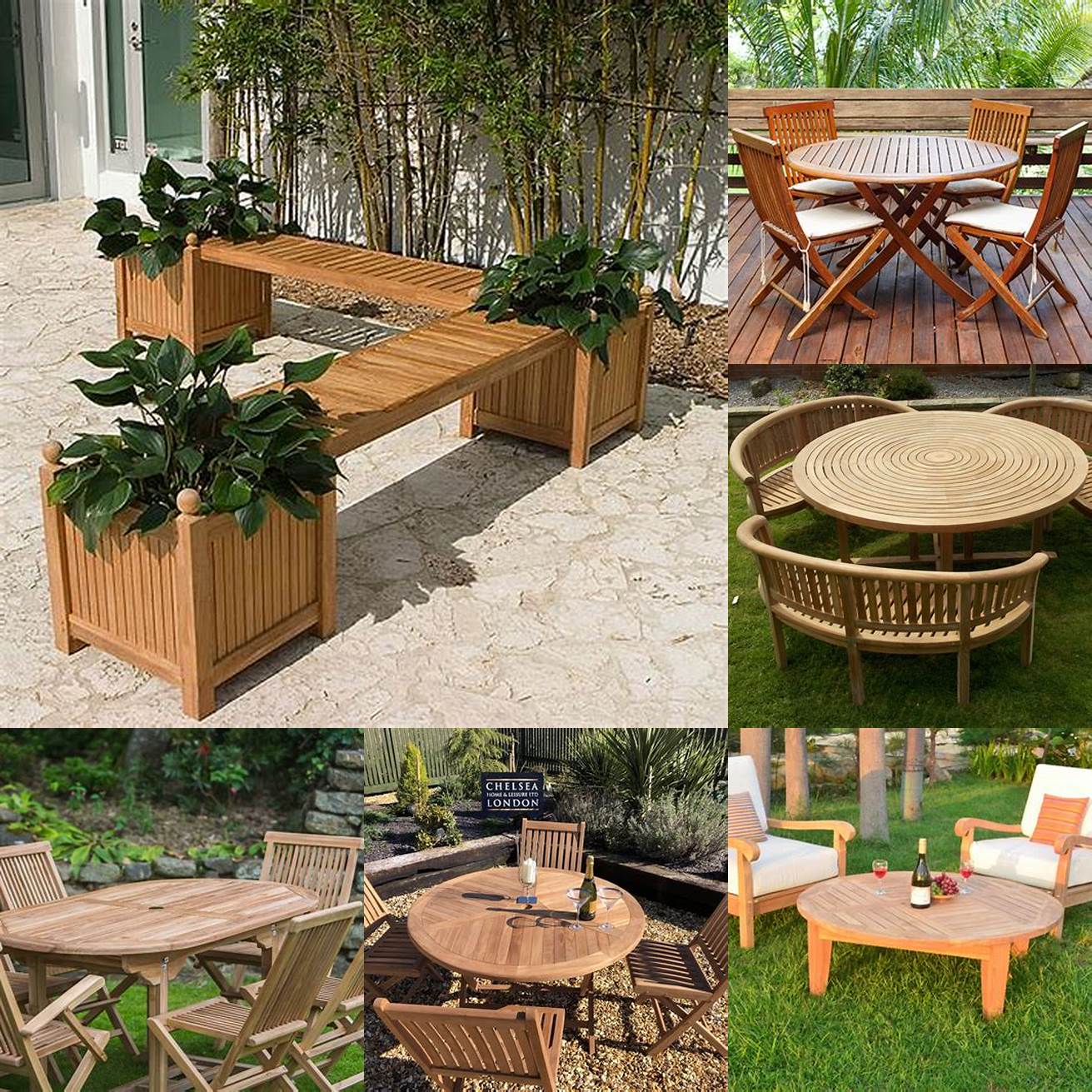 Teak Furniture with Outdoor Plants