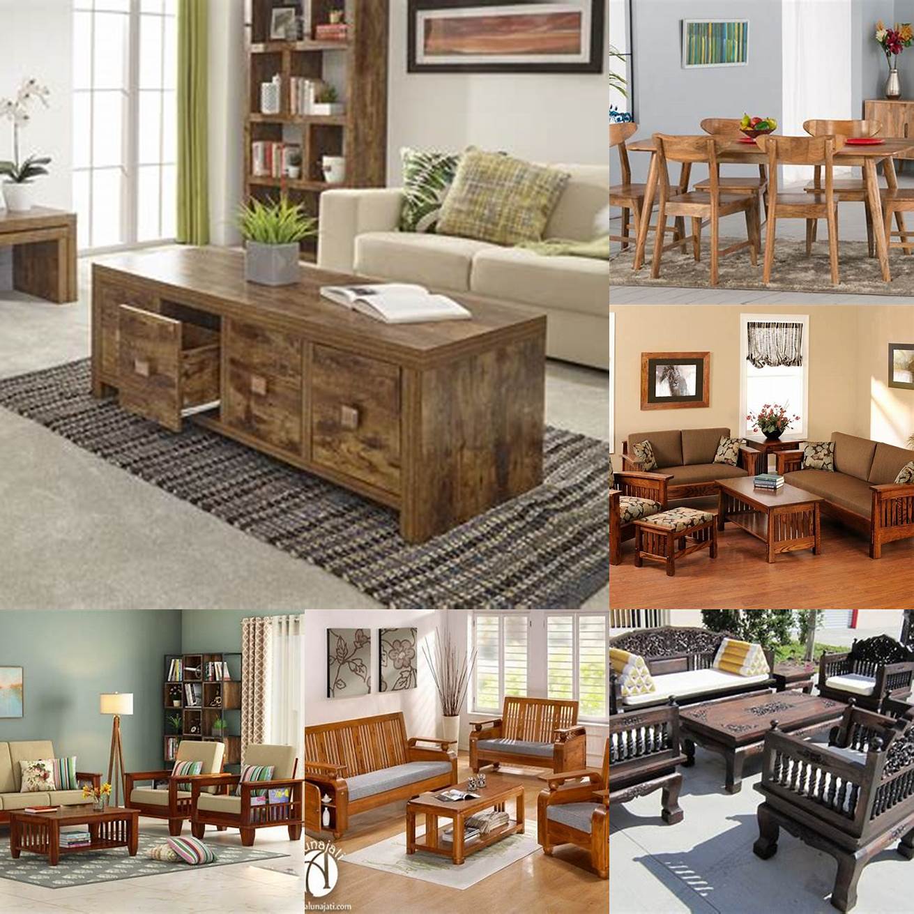 Teak Mango Wood Living Room Set