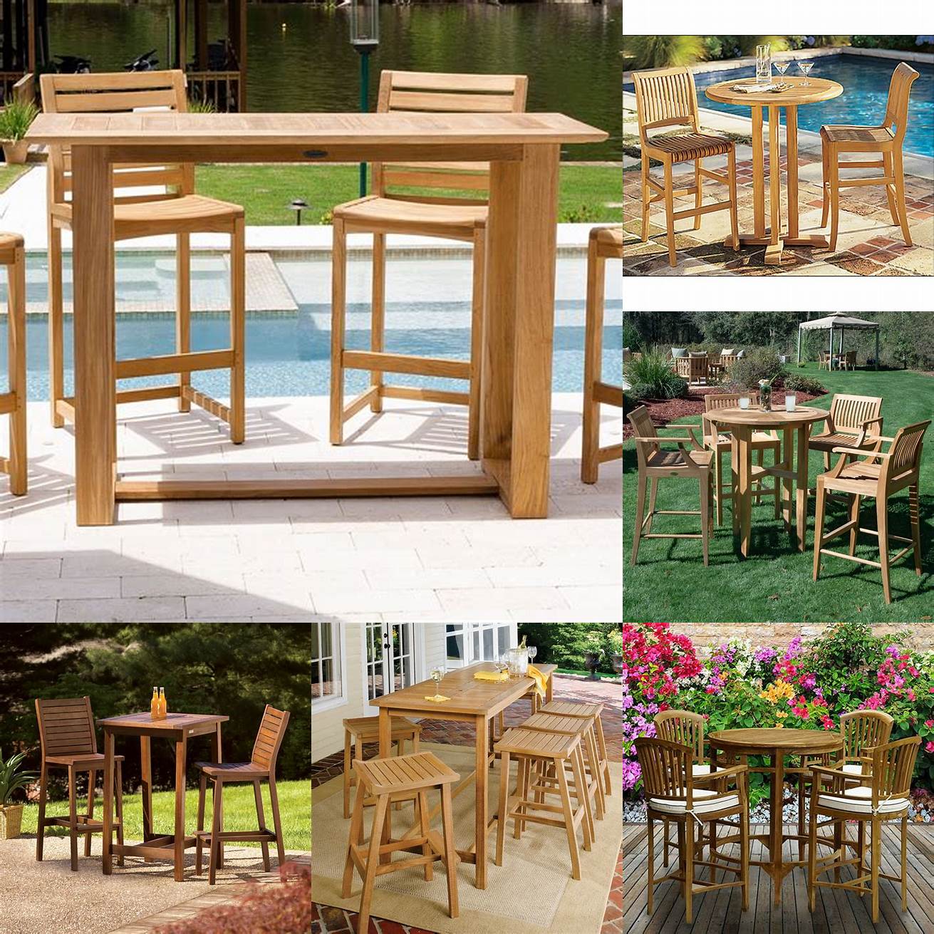 Teak Outdoor Bar Table with Stools