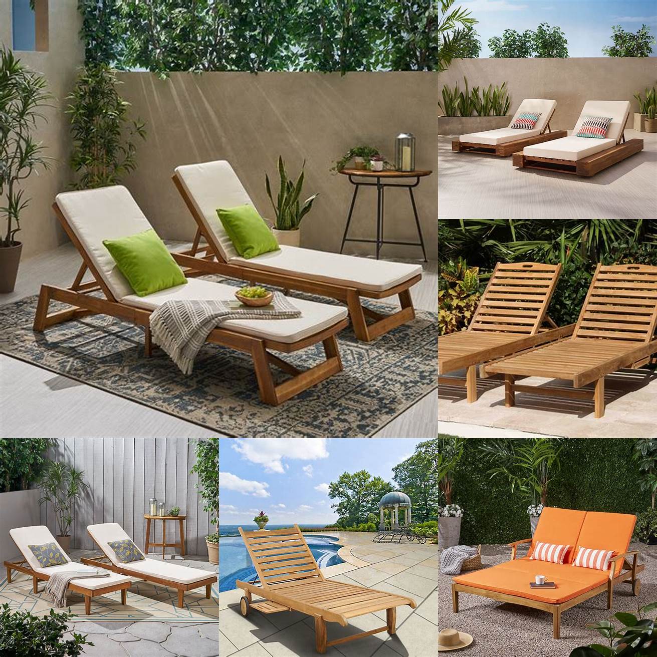 Teak Outdoor Chaise Lounge with Cushion