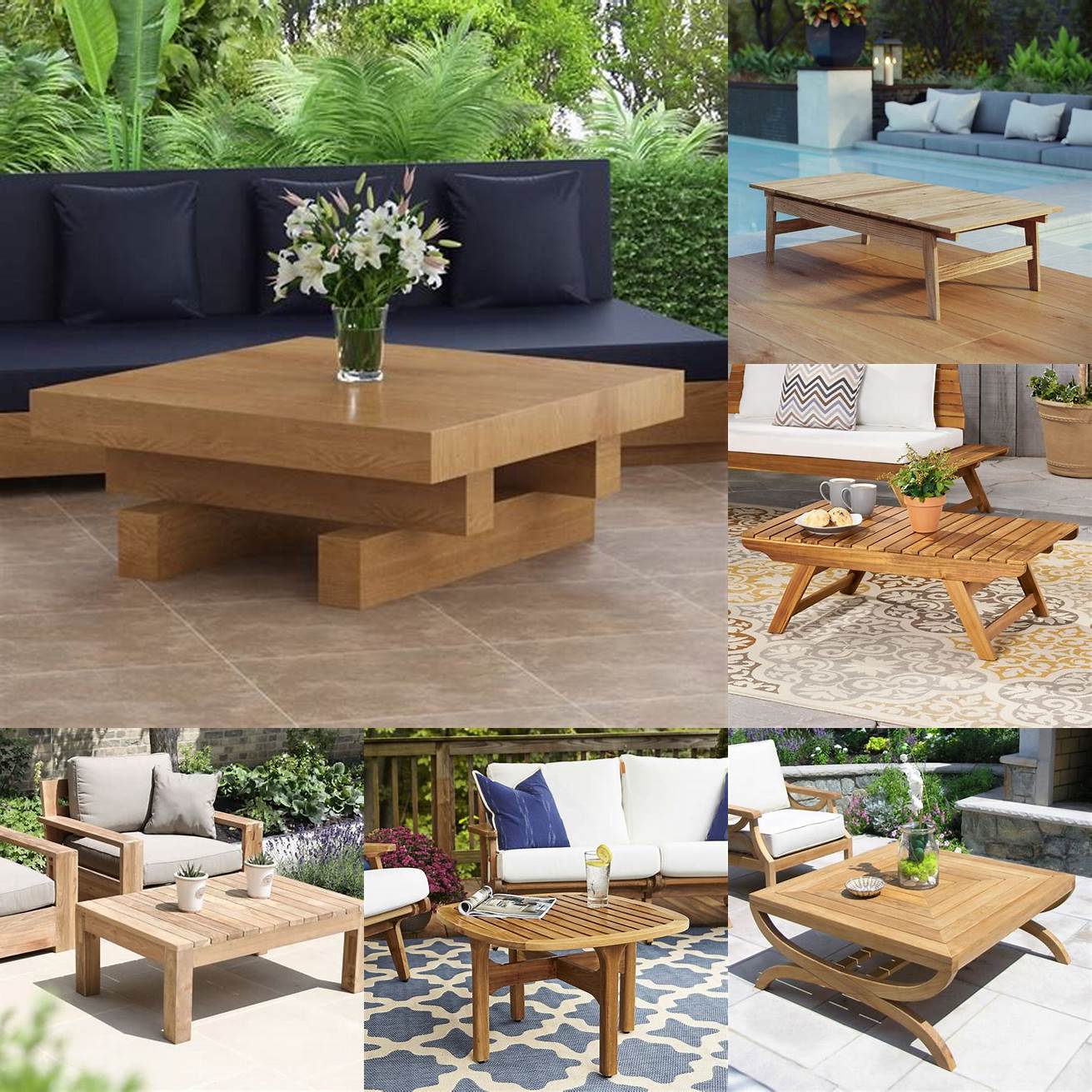 Teak Outdoor Coffee Table with Storage