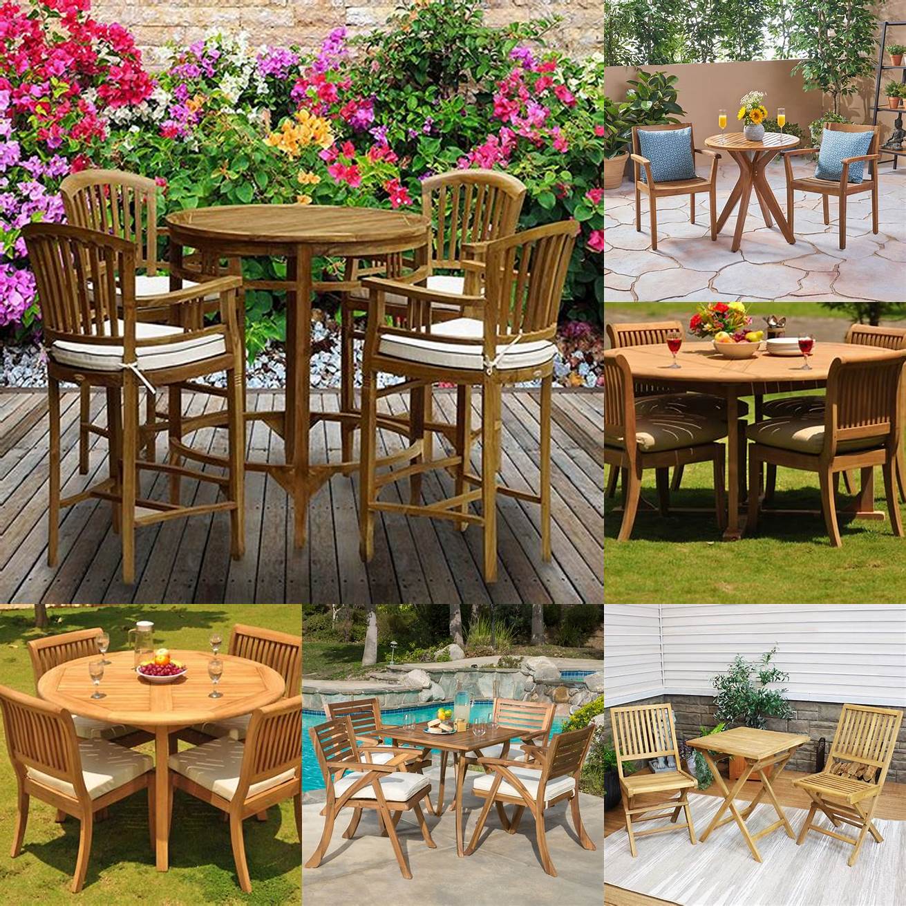 Teak Outdoor Dining Set with Bistro Table