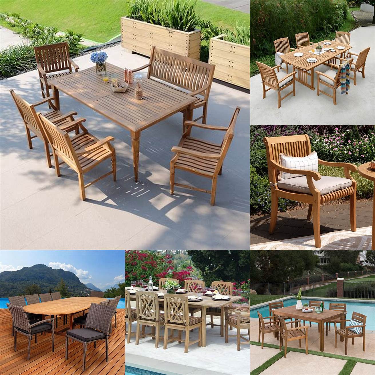 Teak Outdoor Dining Set with Cushions