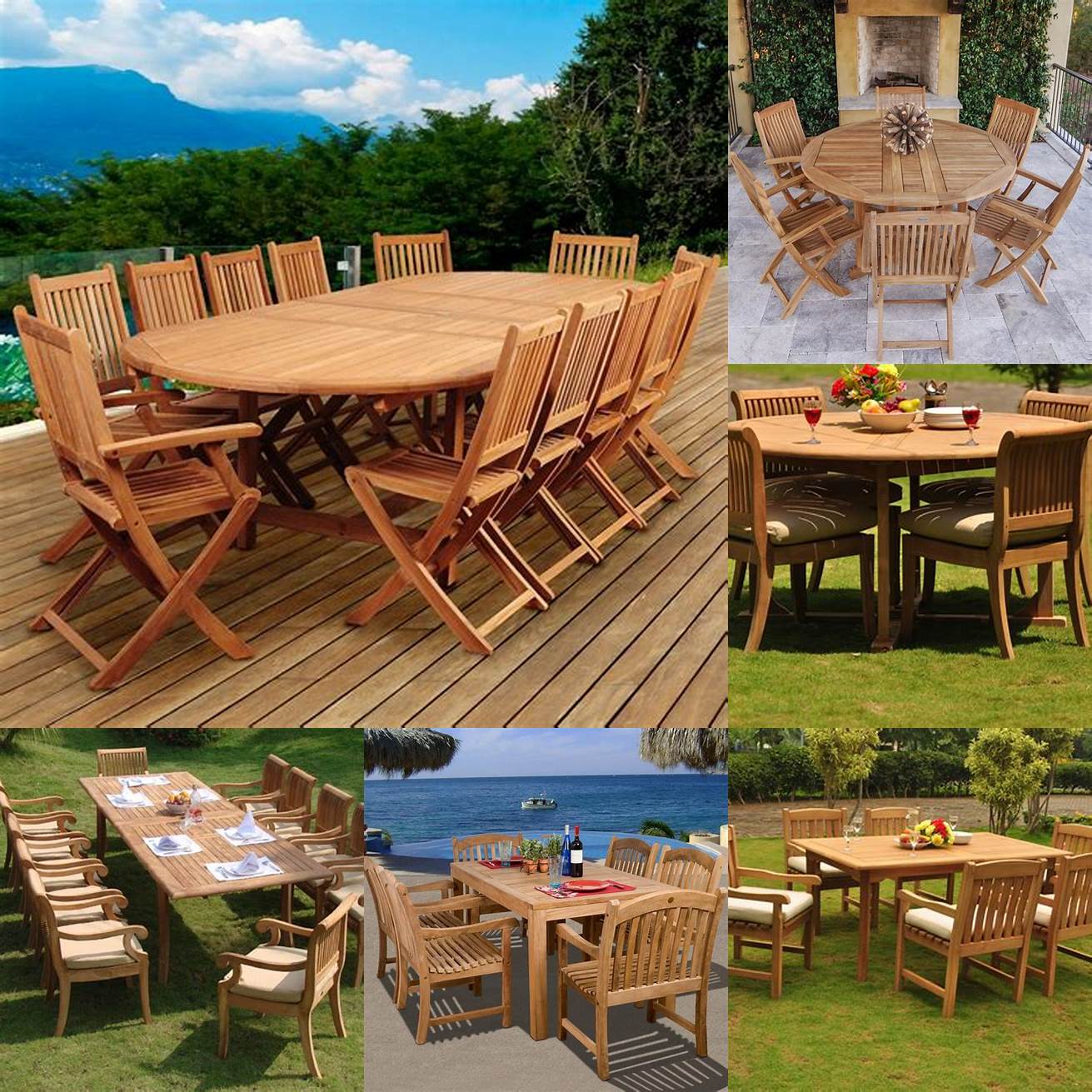 Teak Outdoor Dining Set with Loungers