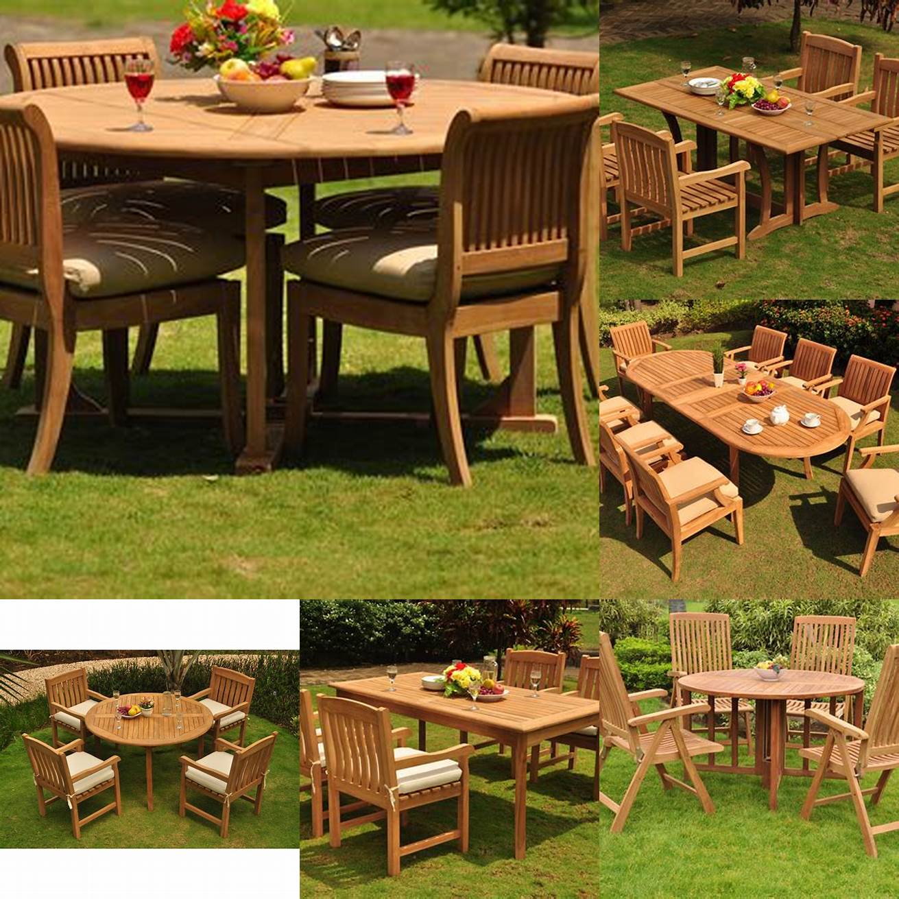Teak Outdoor Dining Set with Table and Chairs