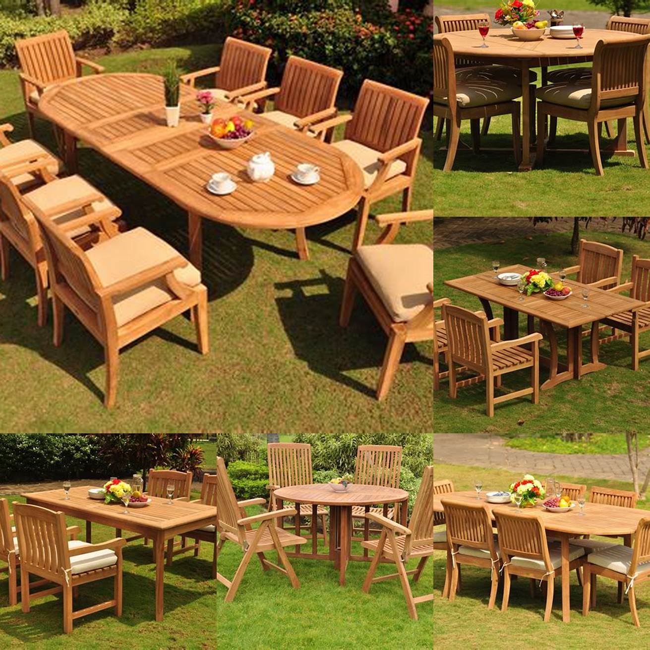 Teak Outdoor Dining Table with Chairs