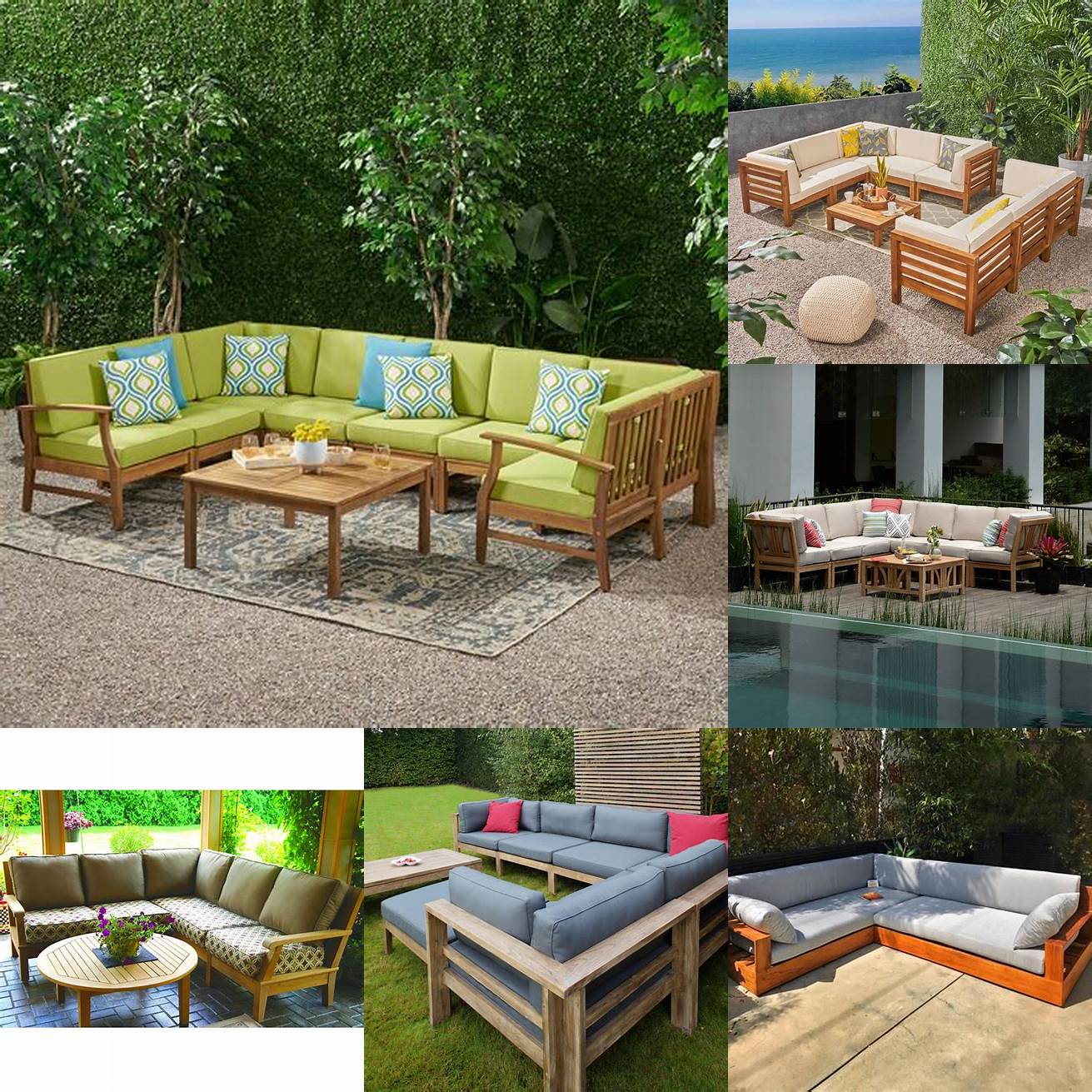 Teak Outdoor Furniture Huge Sectional with Lighting