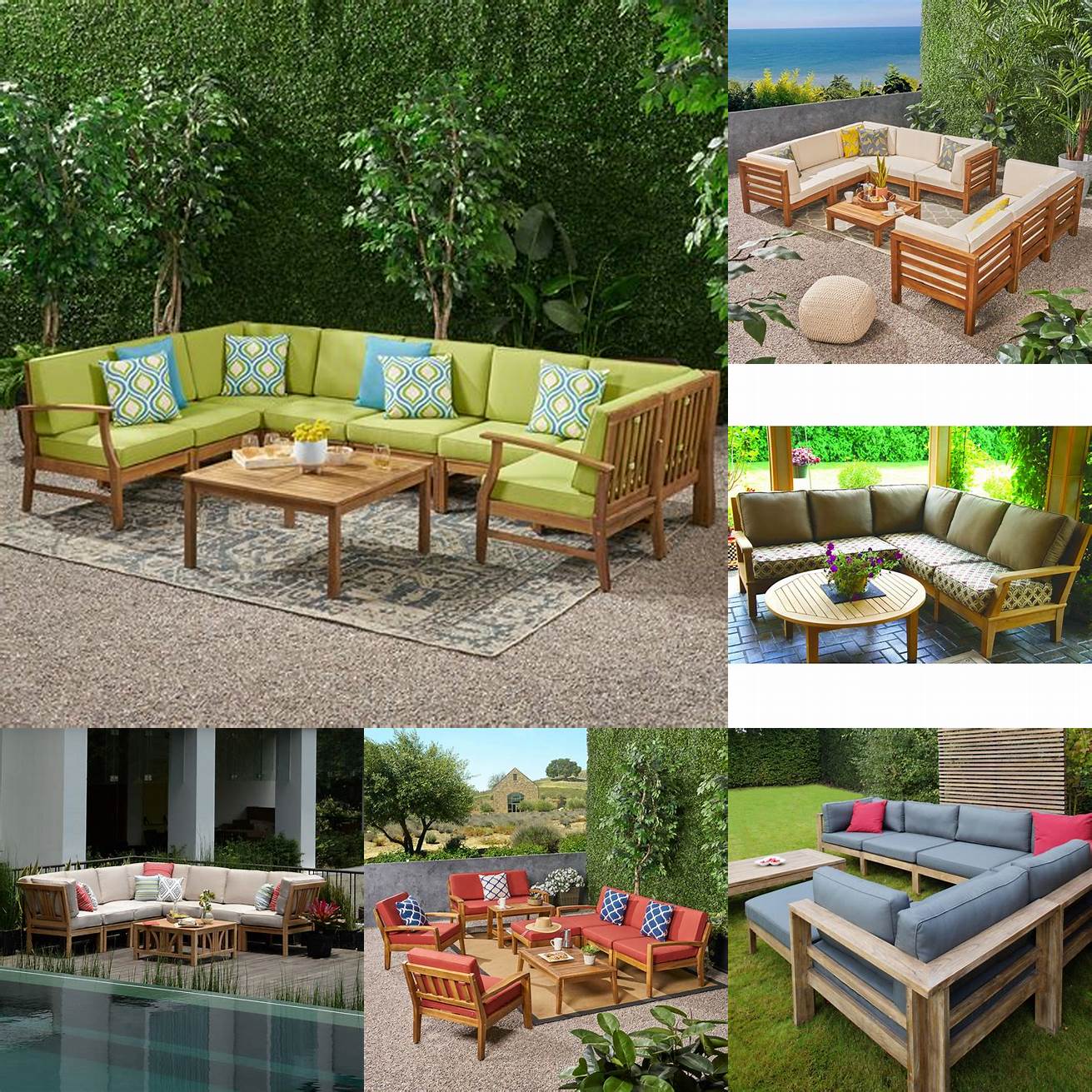 Teak Outdoor Furniture Huge Sectional with Rugs