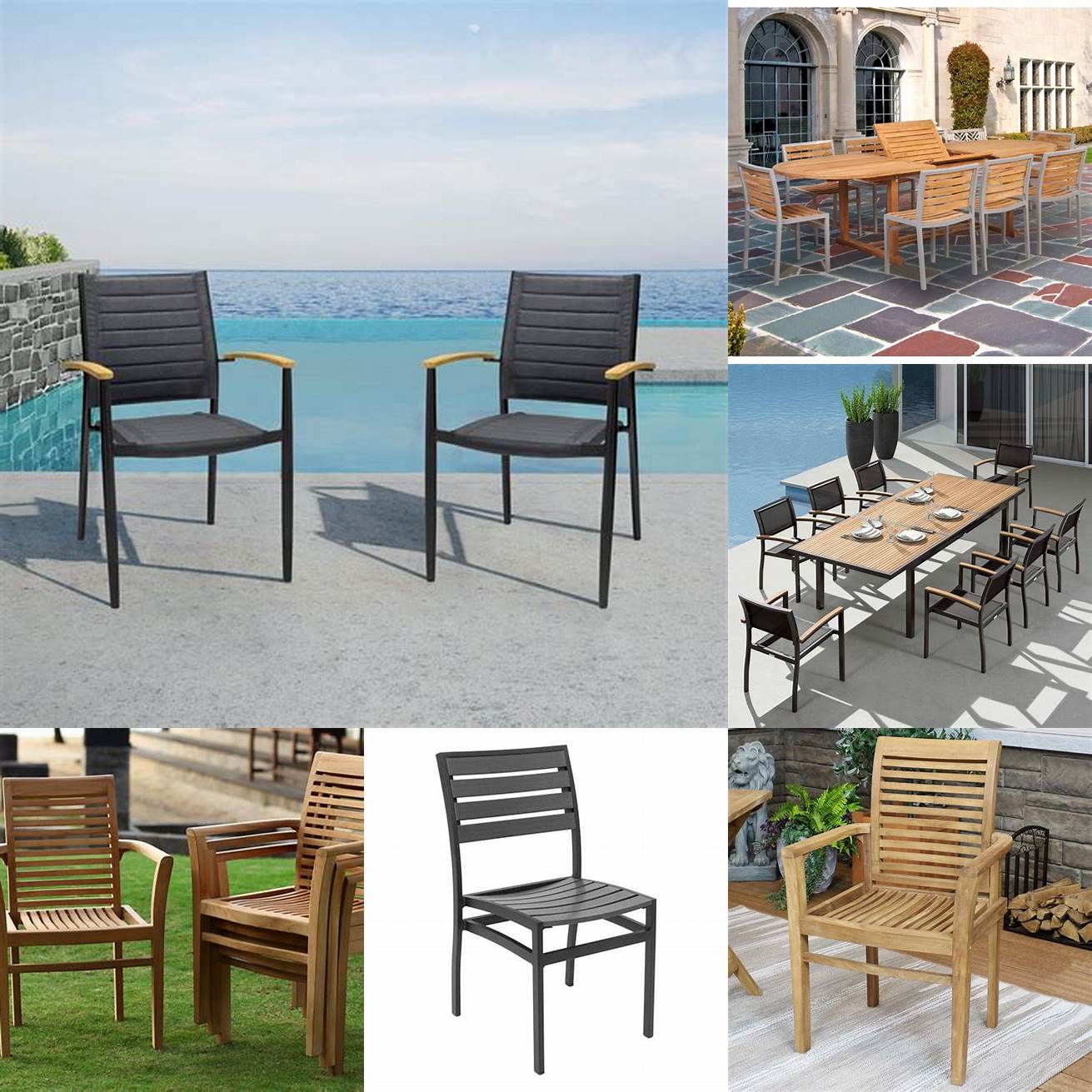 Teak Patio Dining Chairs with Aluminum Frames
