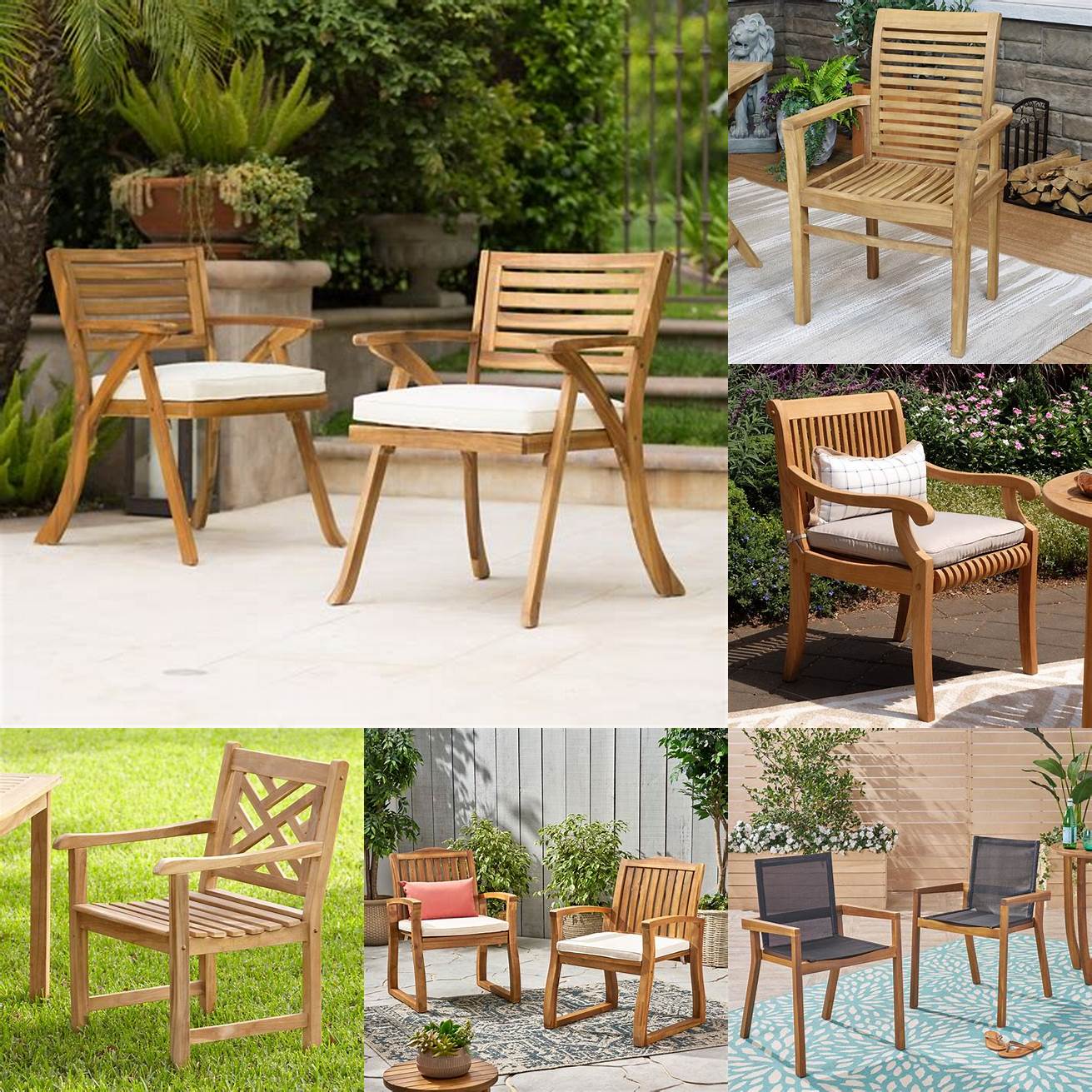 Teak Patio Dining Chairs with Armrests