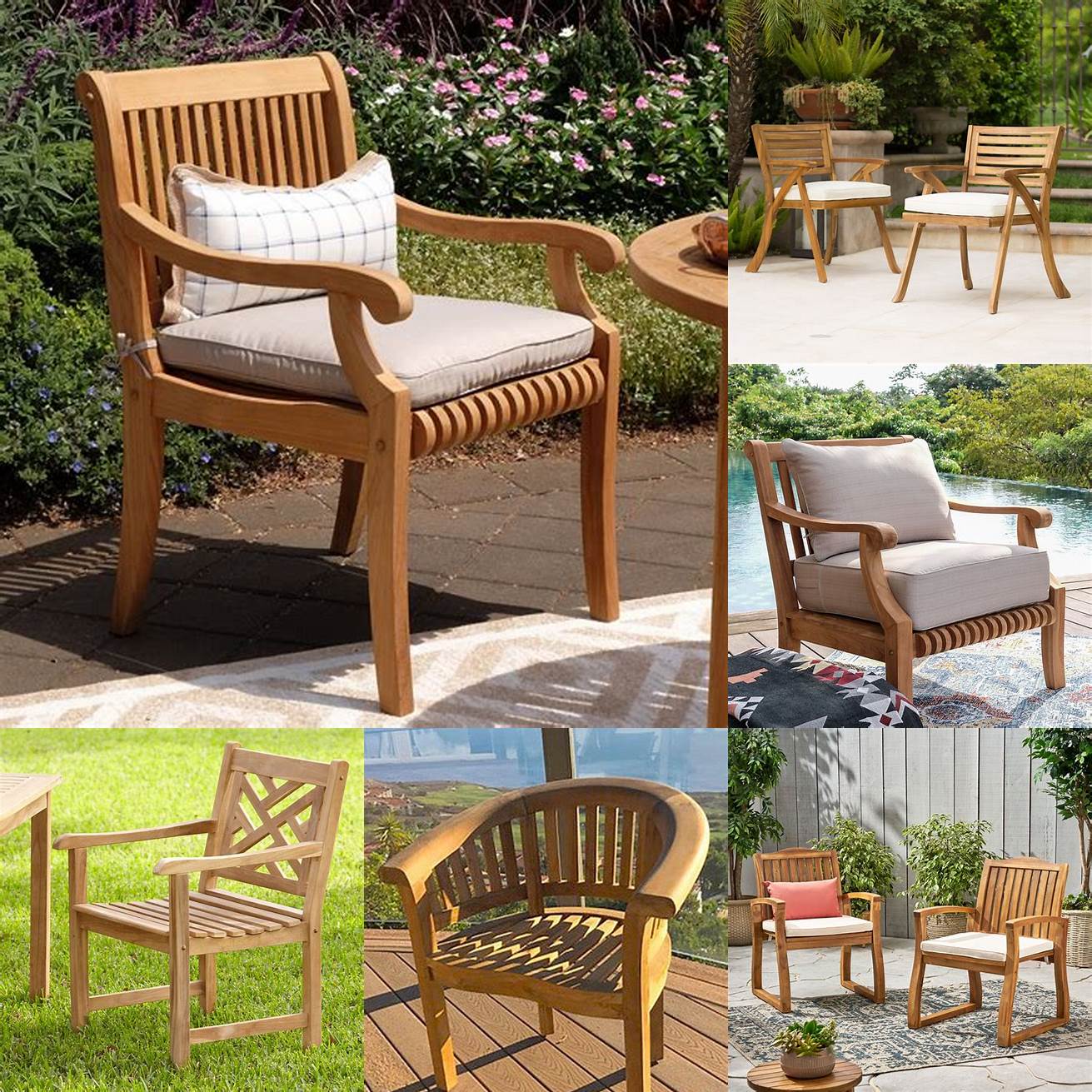Teak Patio Dining Chairs with Cushions