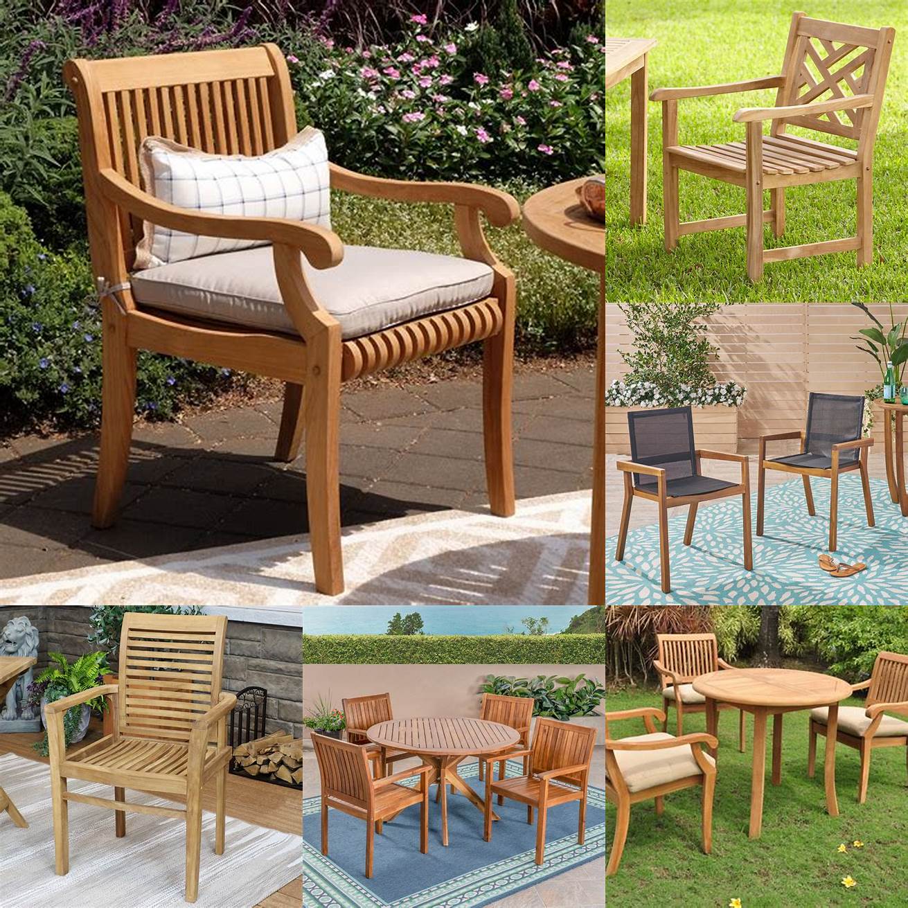 Teak Patio Dining Chairs with Swivel Bases