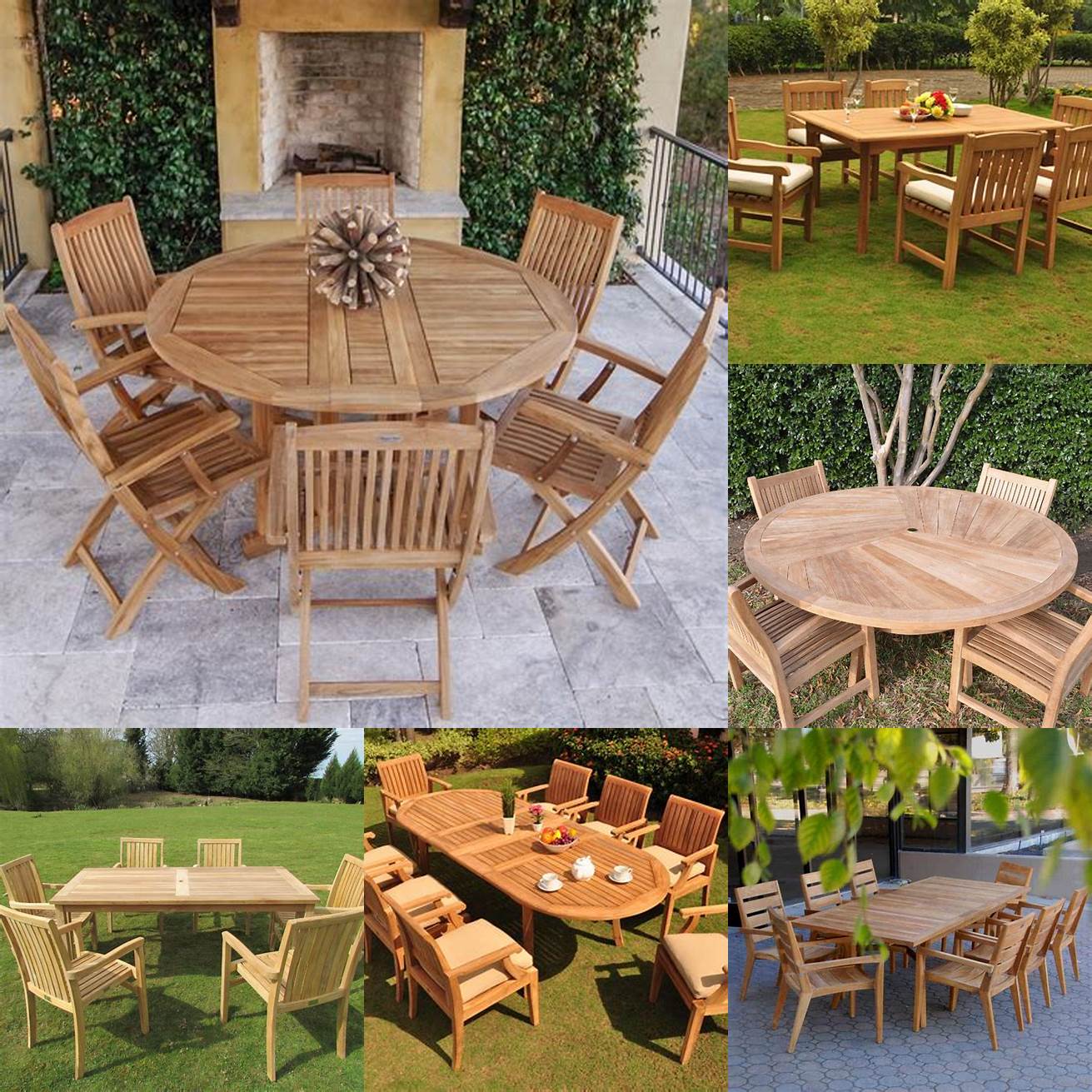 Teak Patio Dining Chairs with Table Tops