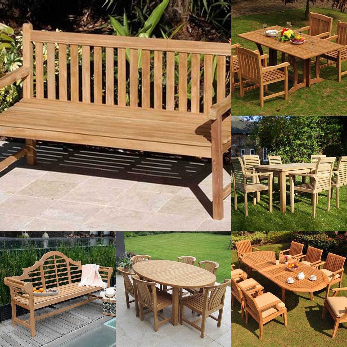 Teak Patio Table with Benches