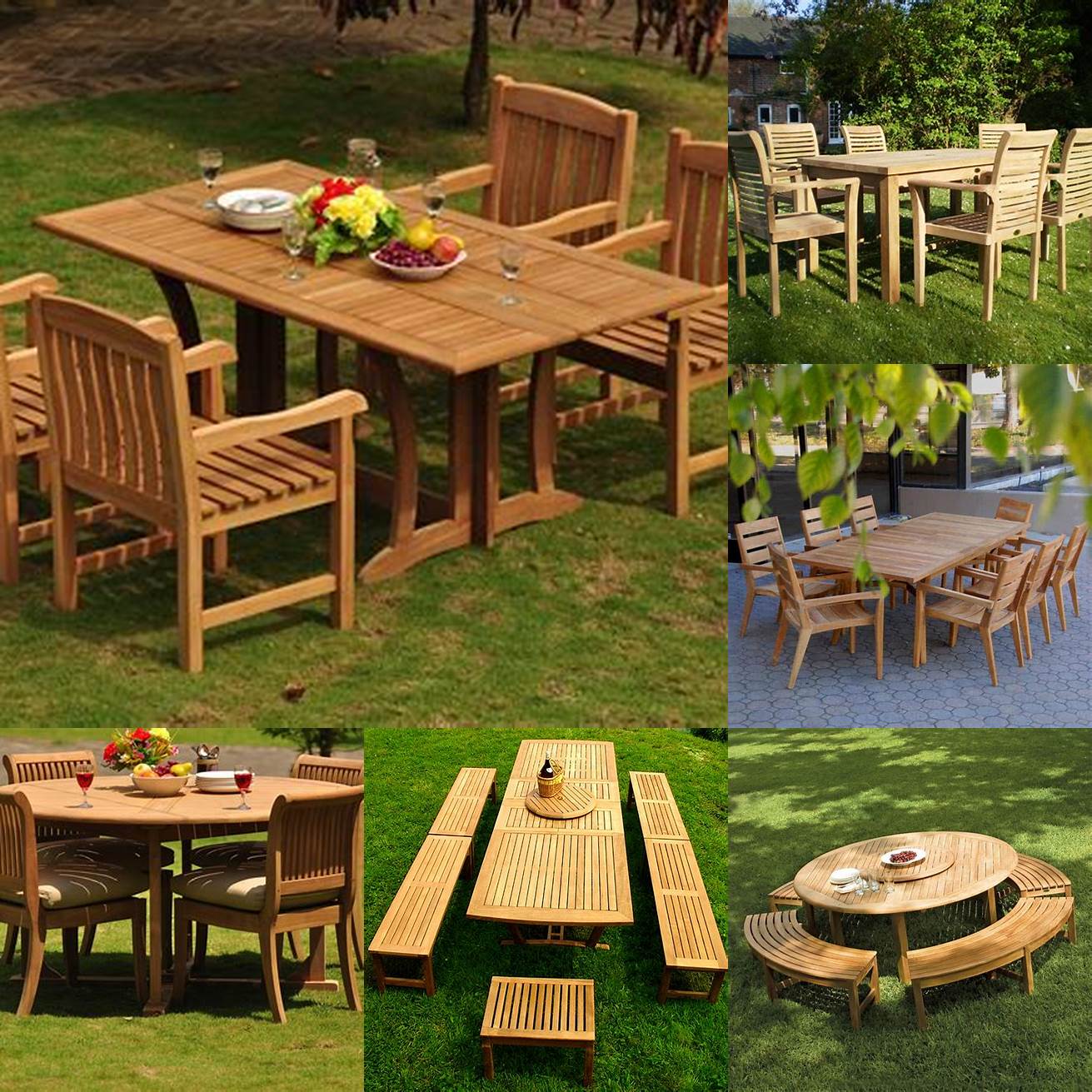 Teak Picnic Table and Benches With Bench Seats