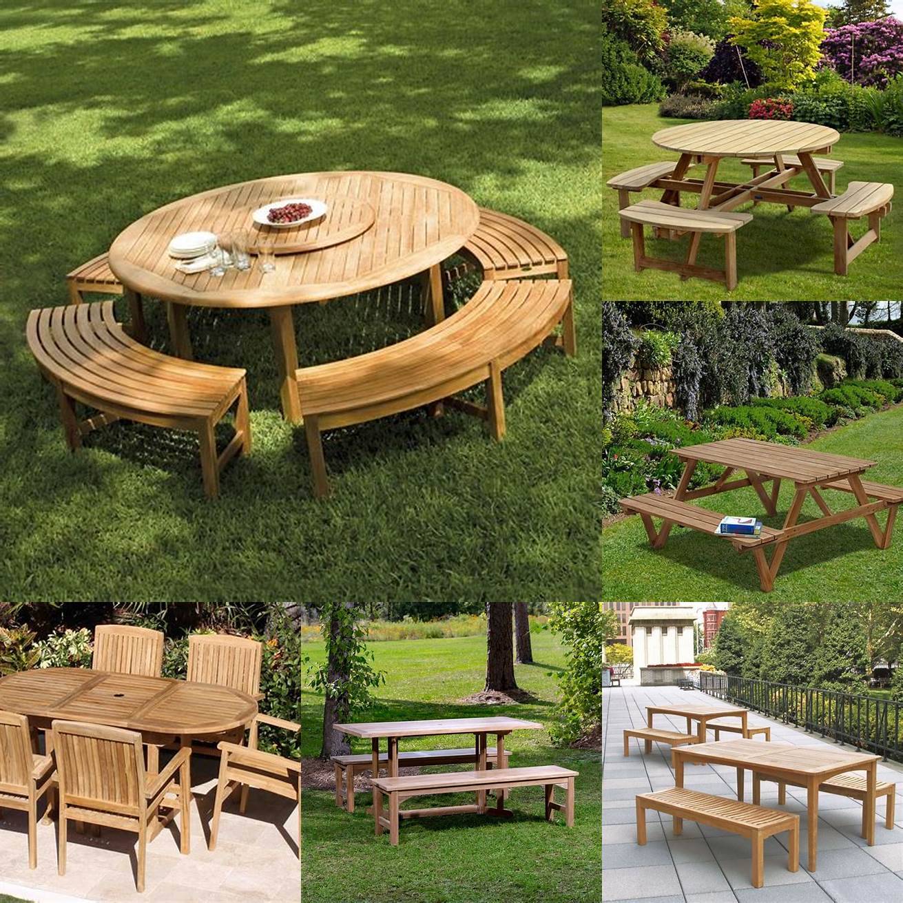 Teak Picnic Table and Benches With Wine Rack