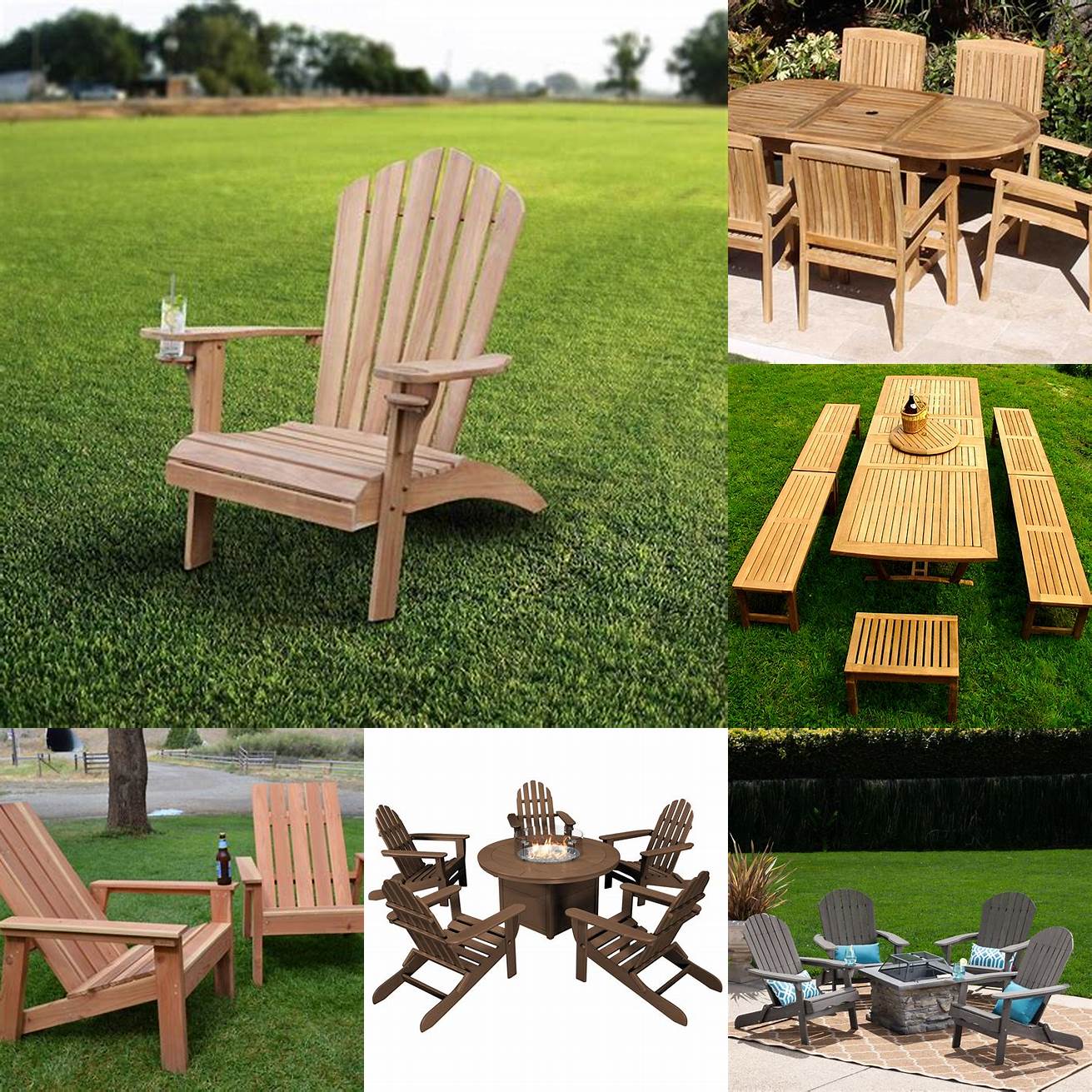 Teak Picnic Table with Adirondack Chairs