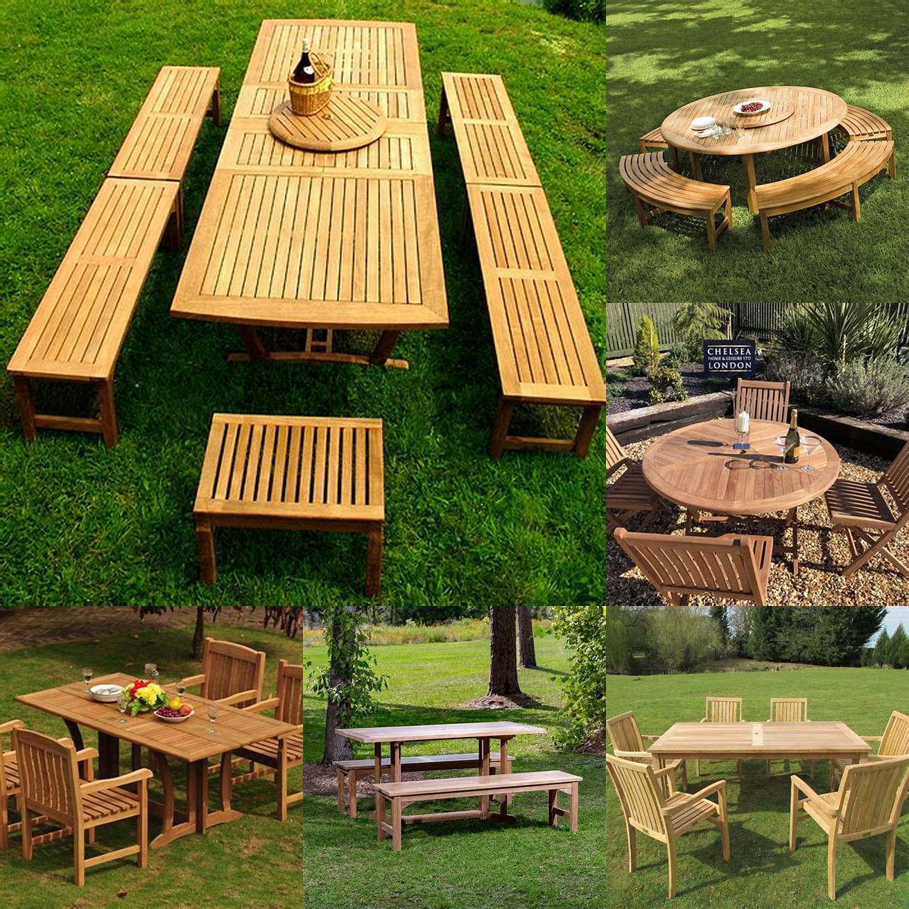 Teak Picnic Table with Outdoor Games