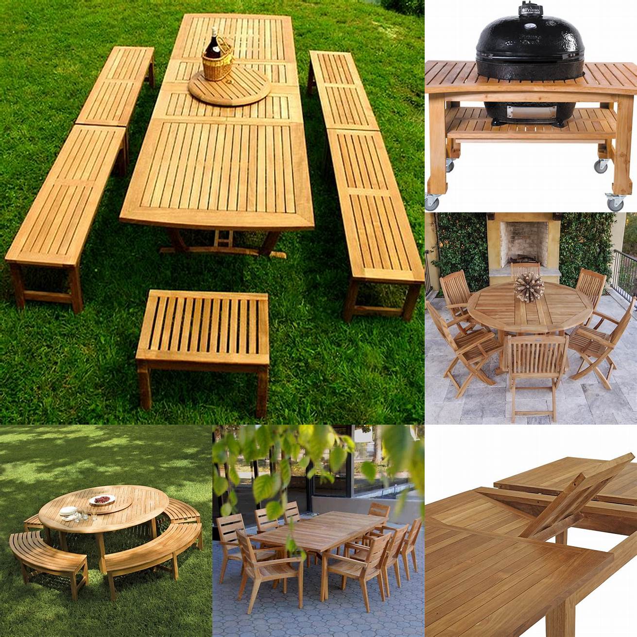 Teak Picnic Table with a Grill