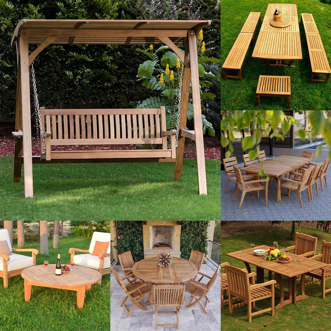 Teak Picnic Table with a Swing Set