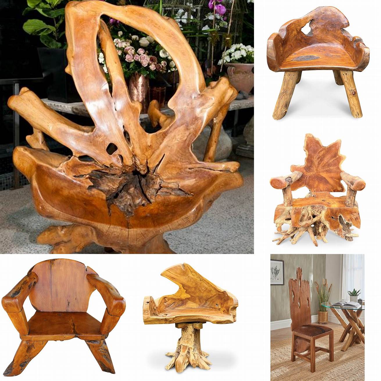 Teak Root Wood Resin Chair