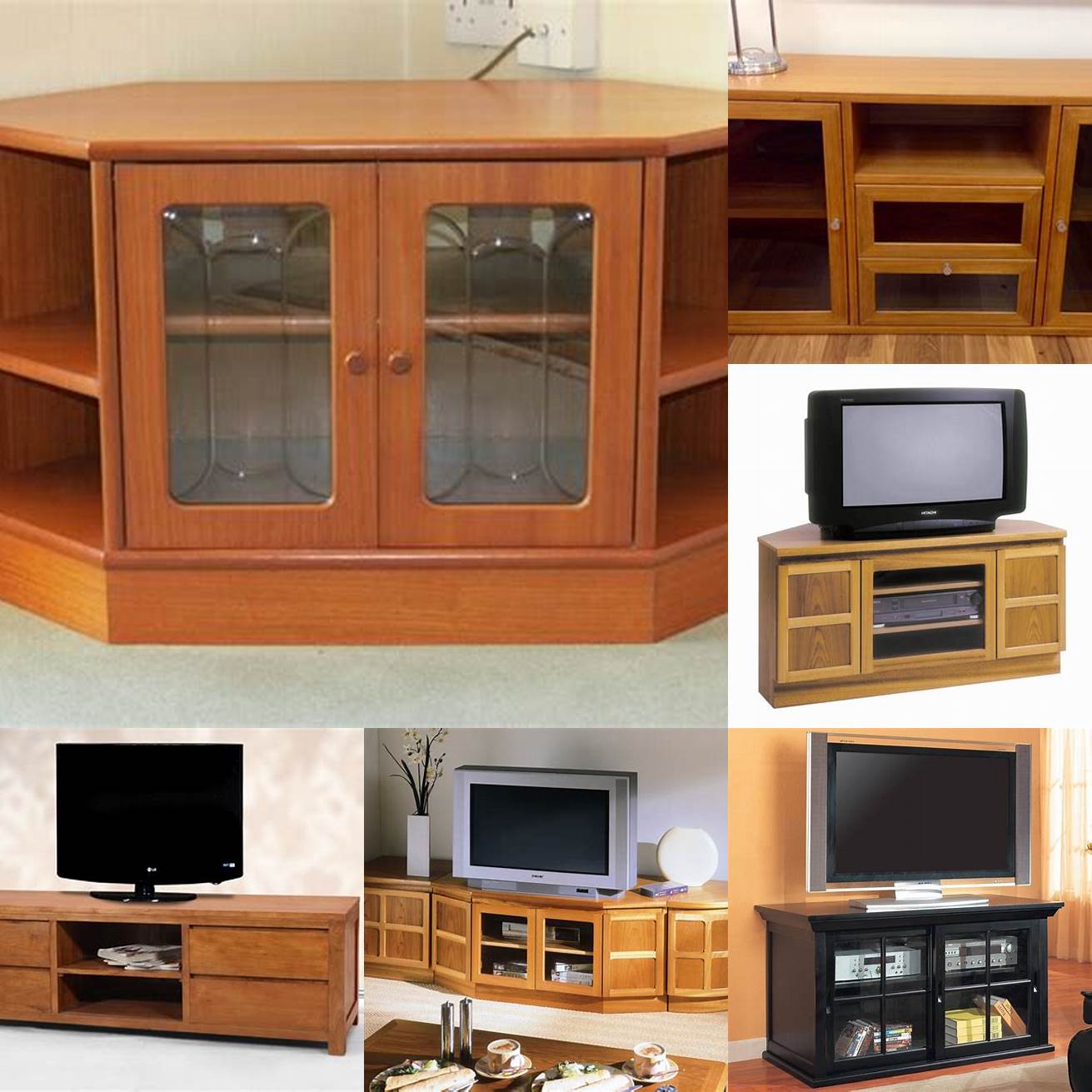 Teak TV Cabinet with Glass Doors