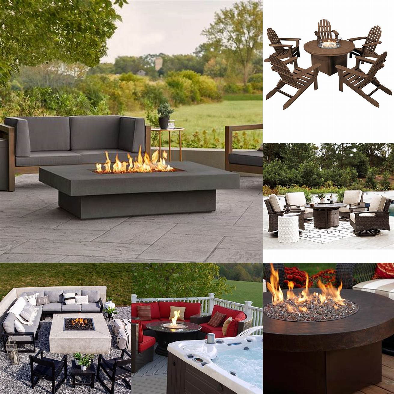 Teak Table With a Fire Pit