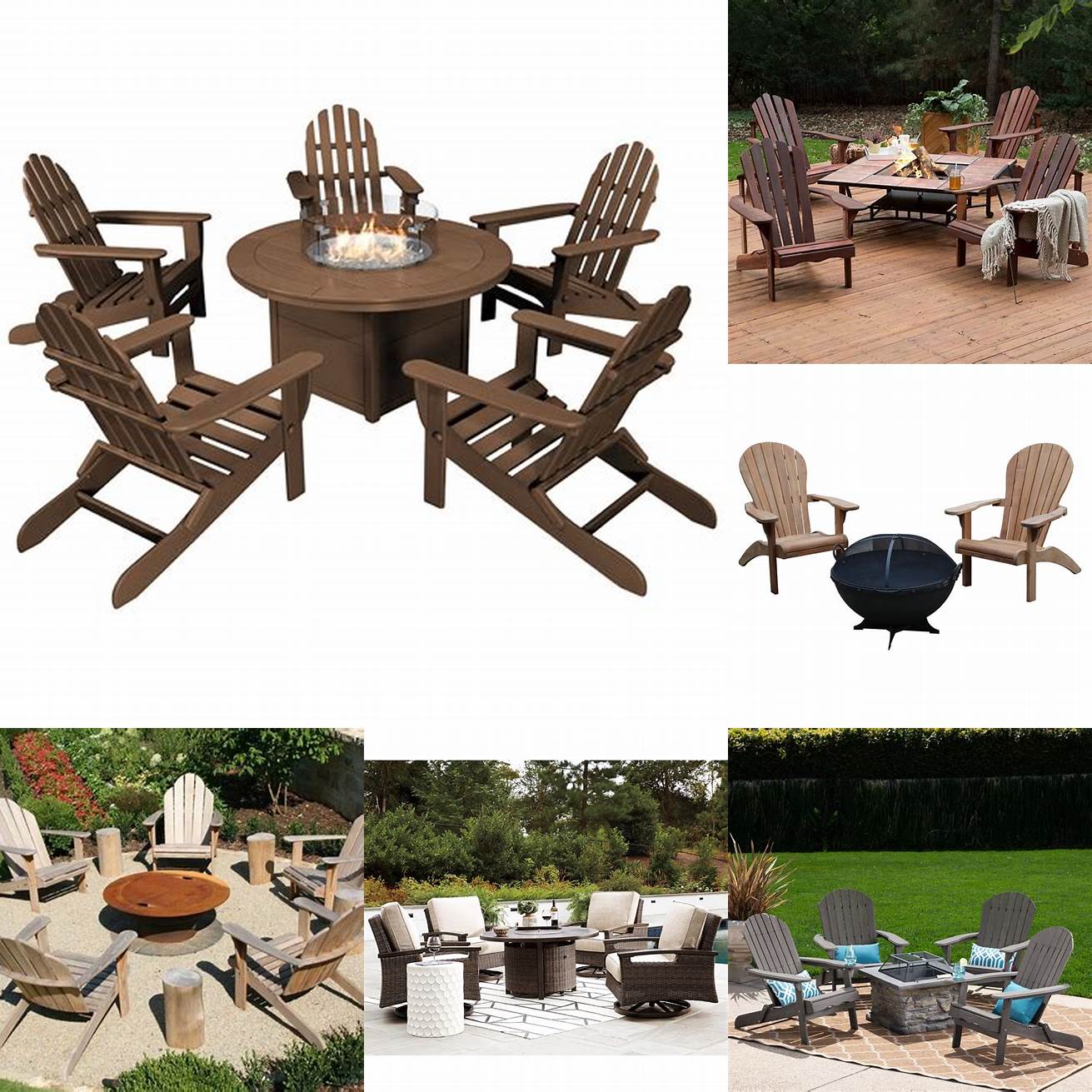 Teak Table and Chairs Around a Fire Pit
