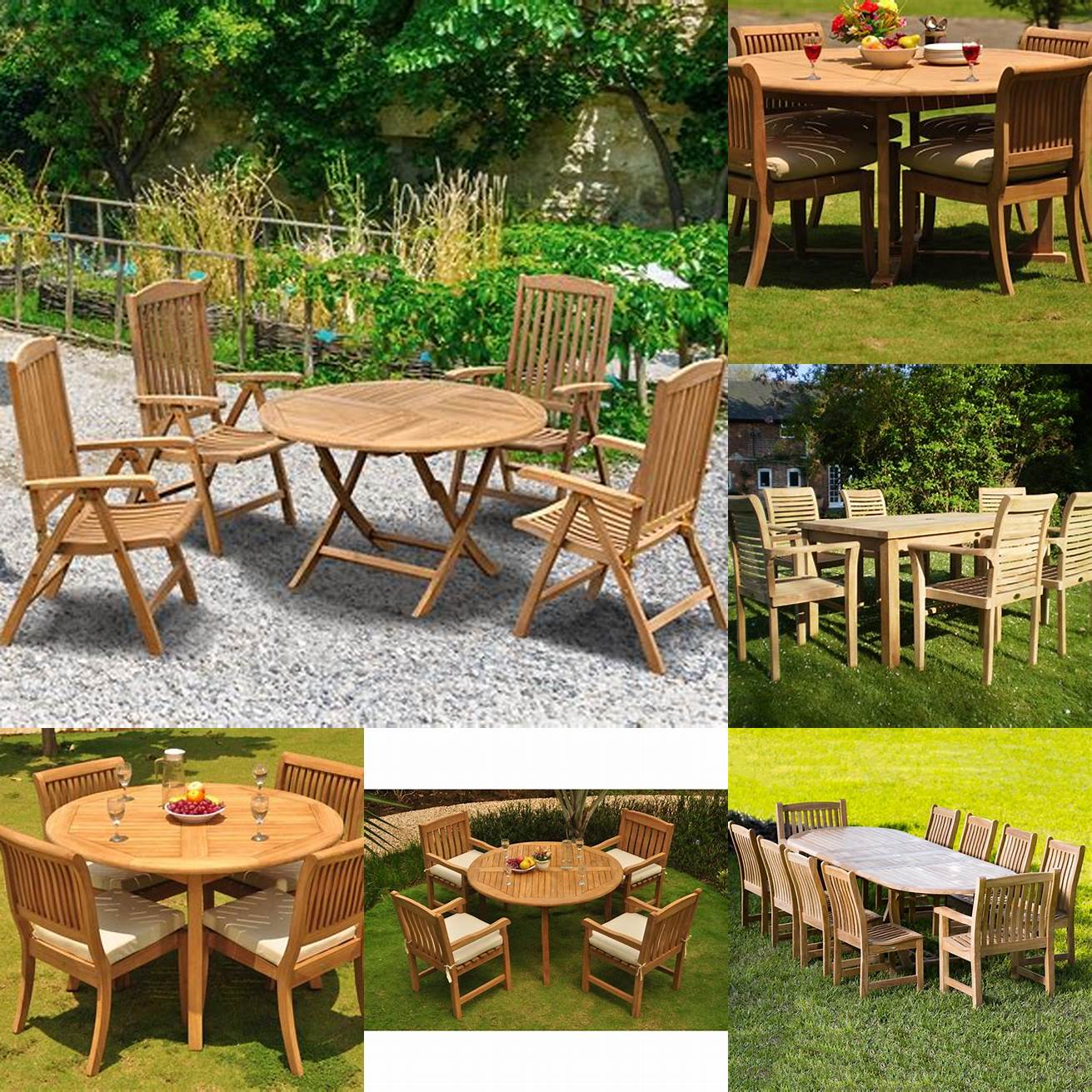Teak Table and Chairs in the Garden