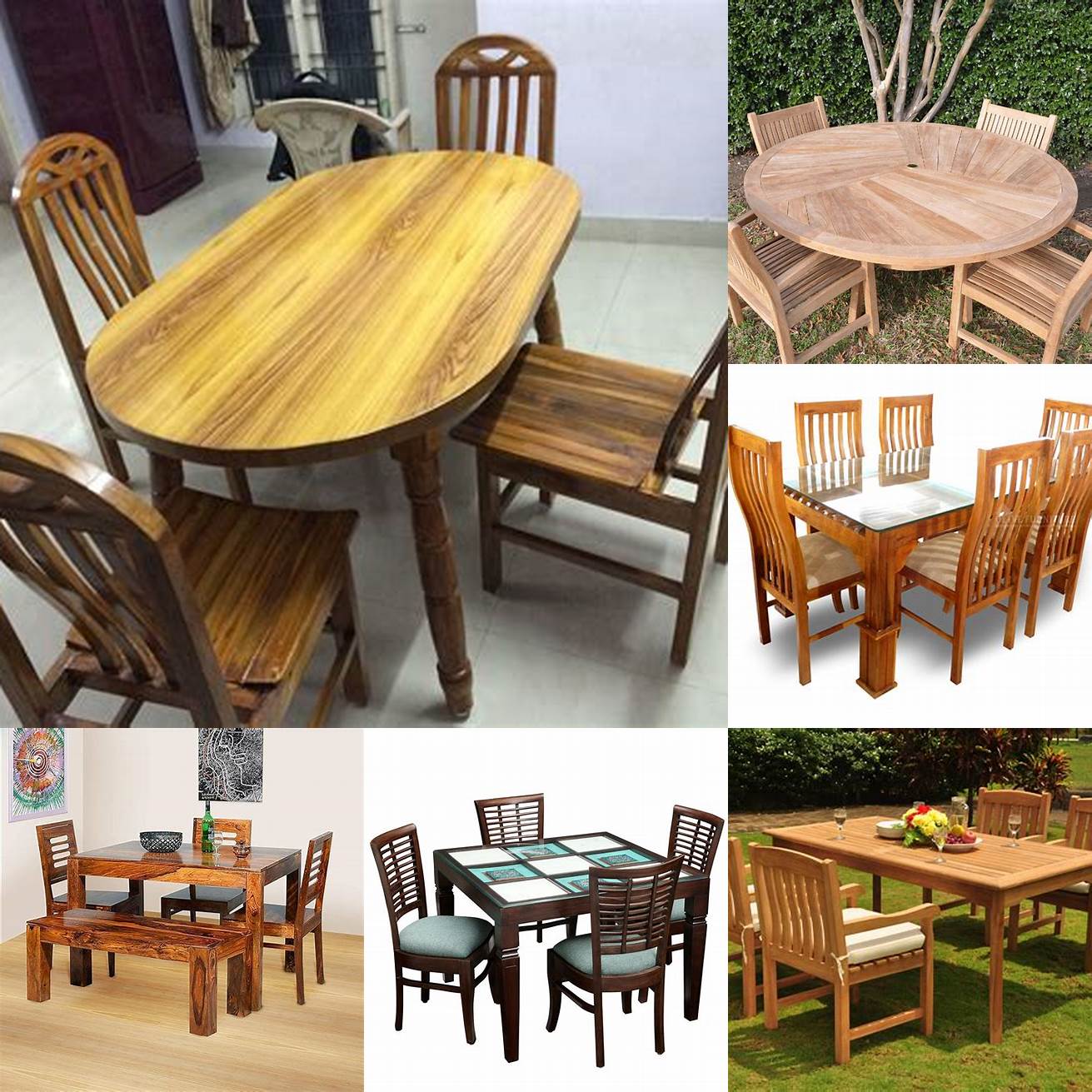 Teak Wood Dining Table in Different Colors