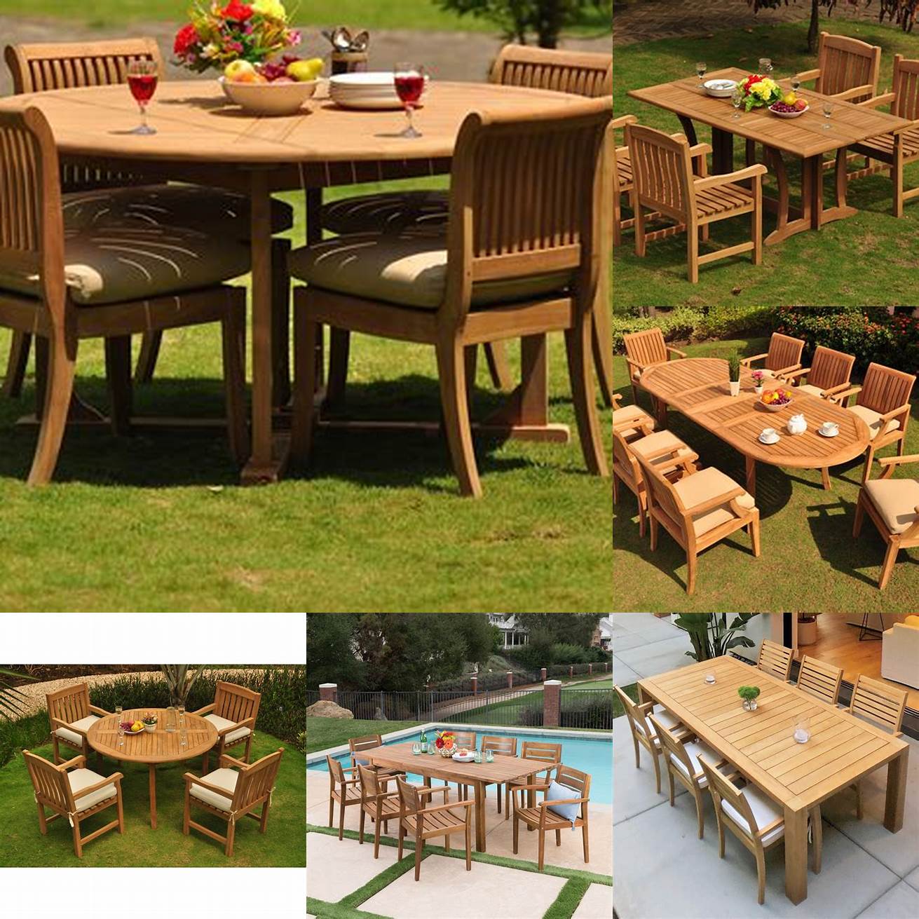 Teak Wood Dining Table in an Outdoor Setting