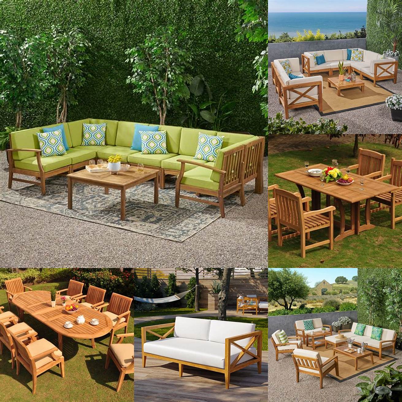 Teak Wood Outdoor Sofa with Table