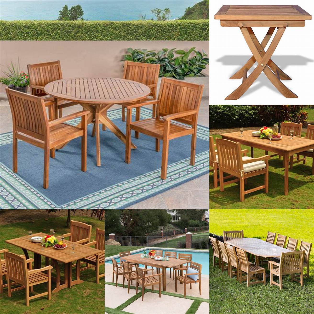Teak Wood Patio Table with Table Cover