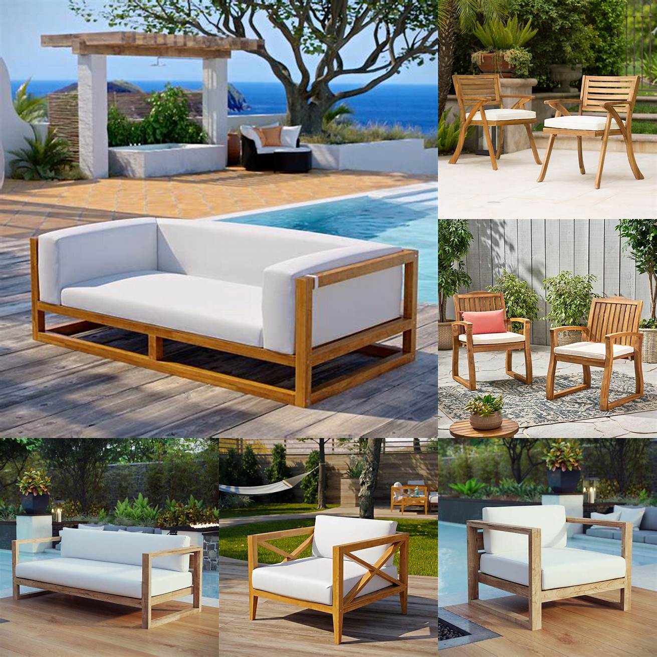 Teak and White Outdoor Furniture