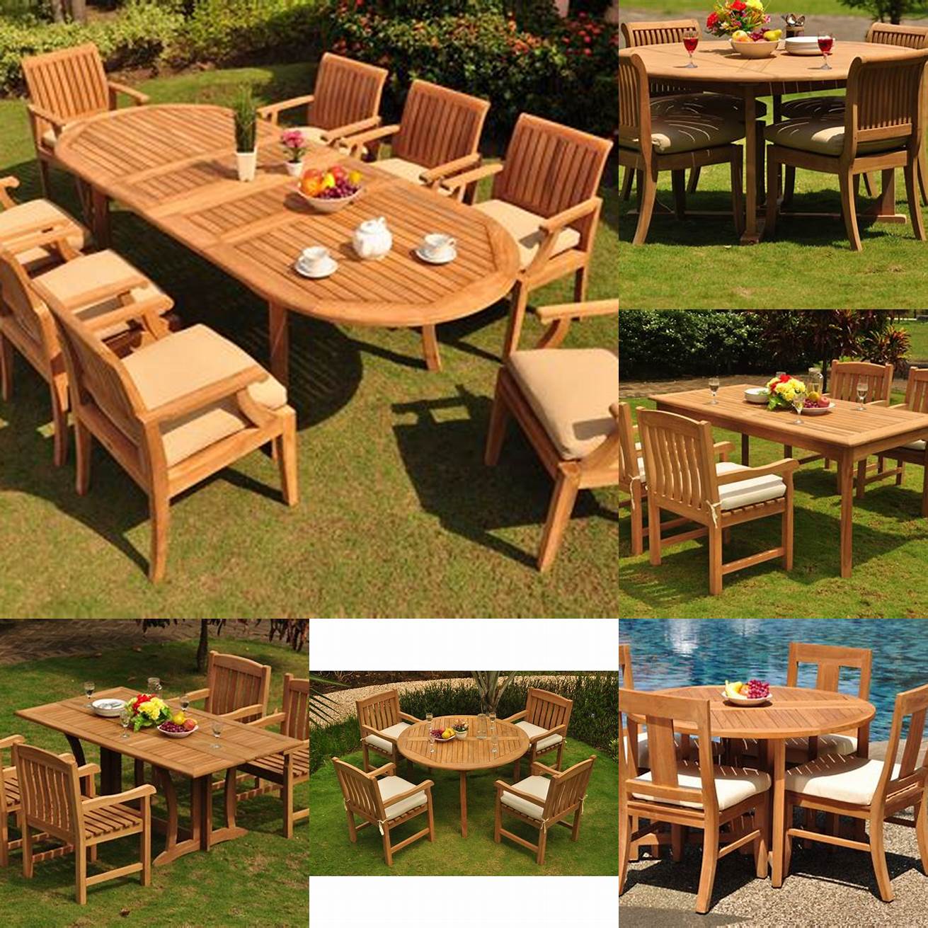 Teak dining table and chairs set