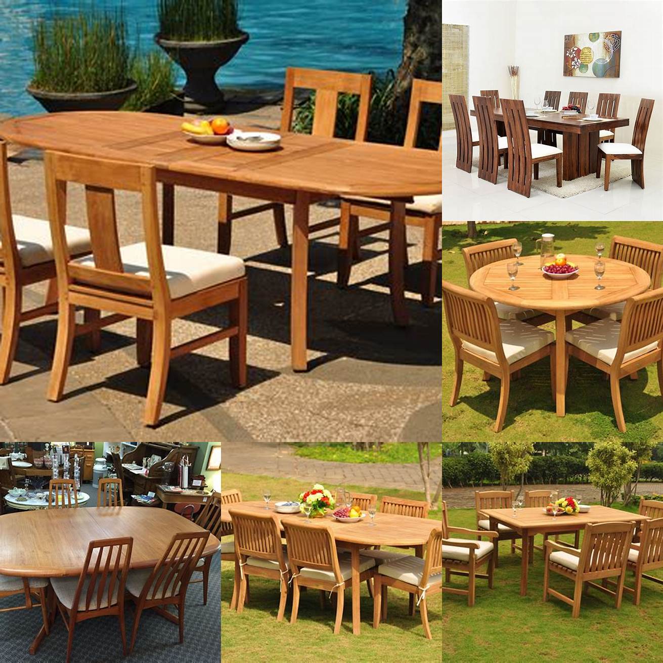 Teak dining table with matching chairs