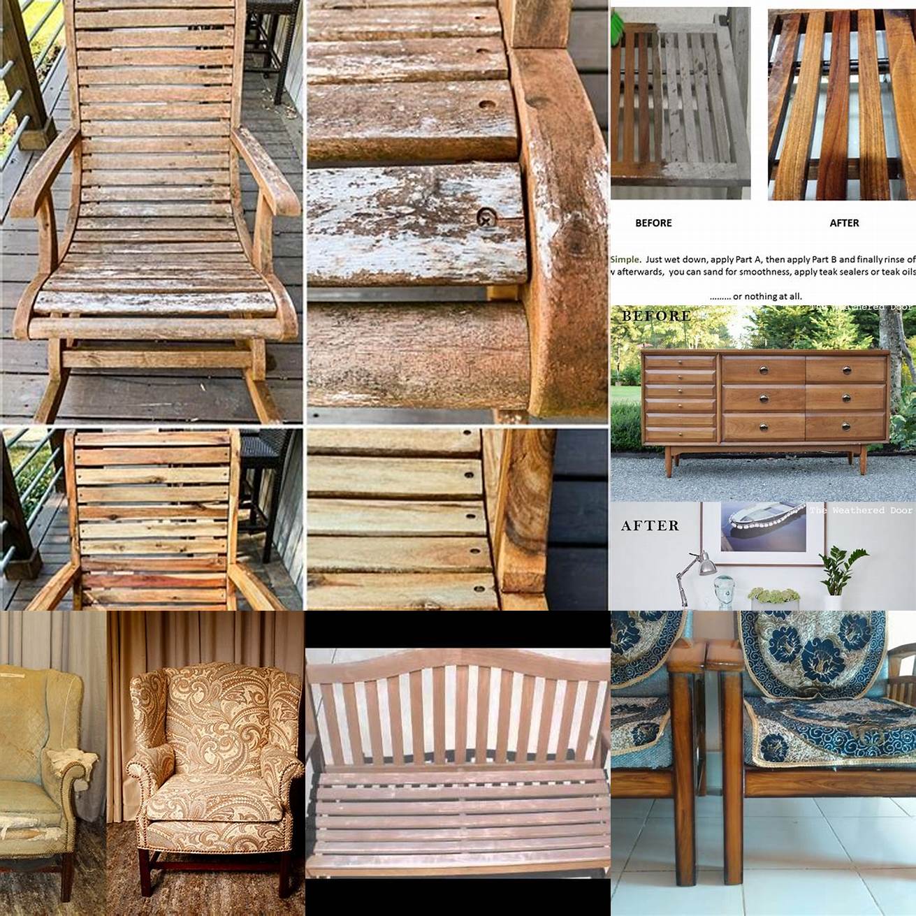 Teak furniture before and after