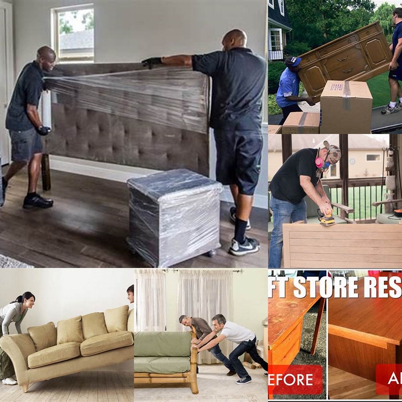Teak furniture being moved