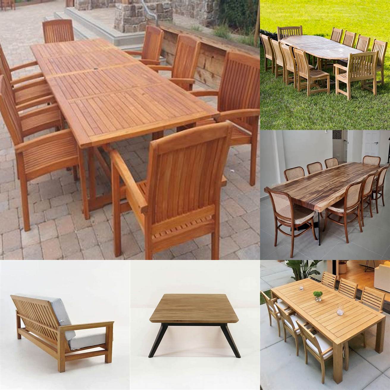 Teak furniture from different warehouses