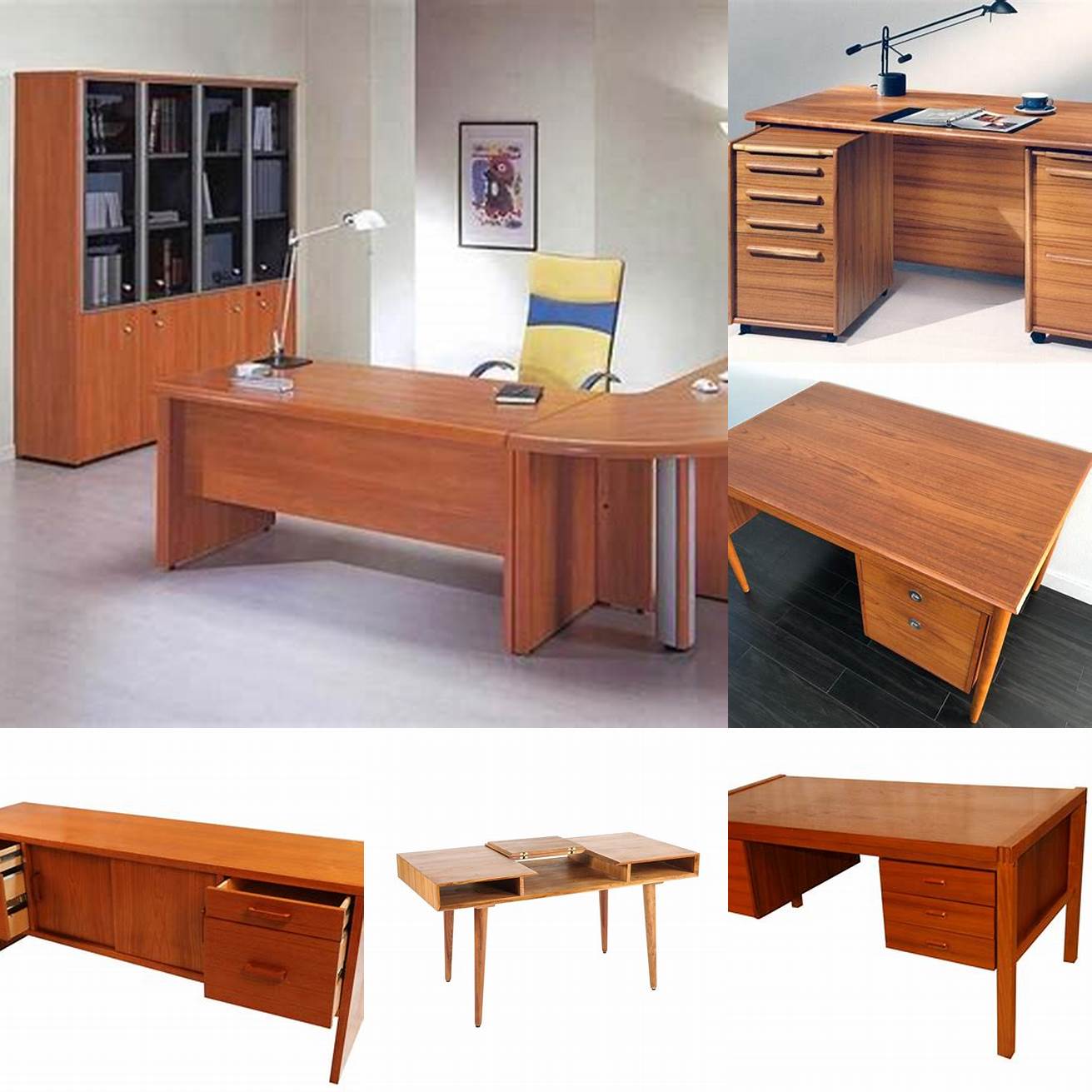 Teak furniture in an office