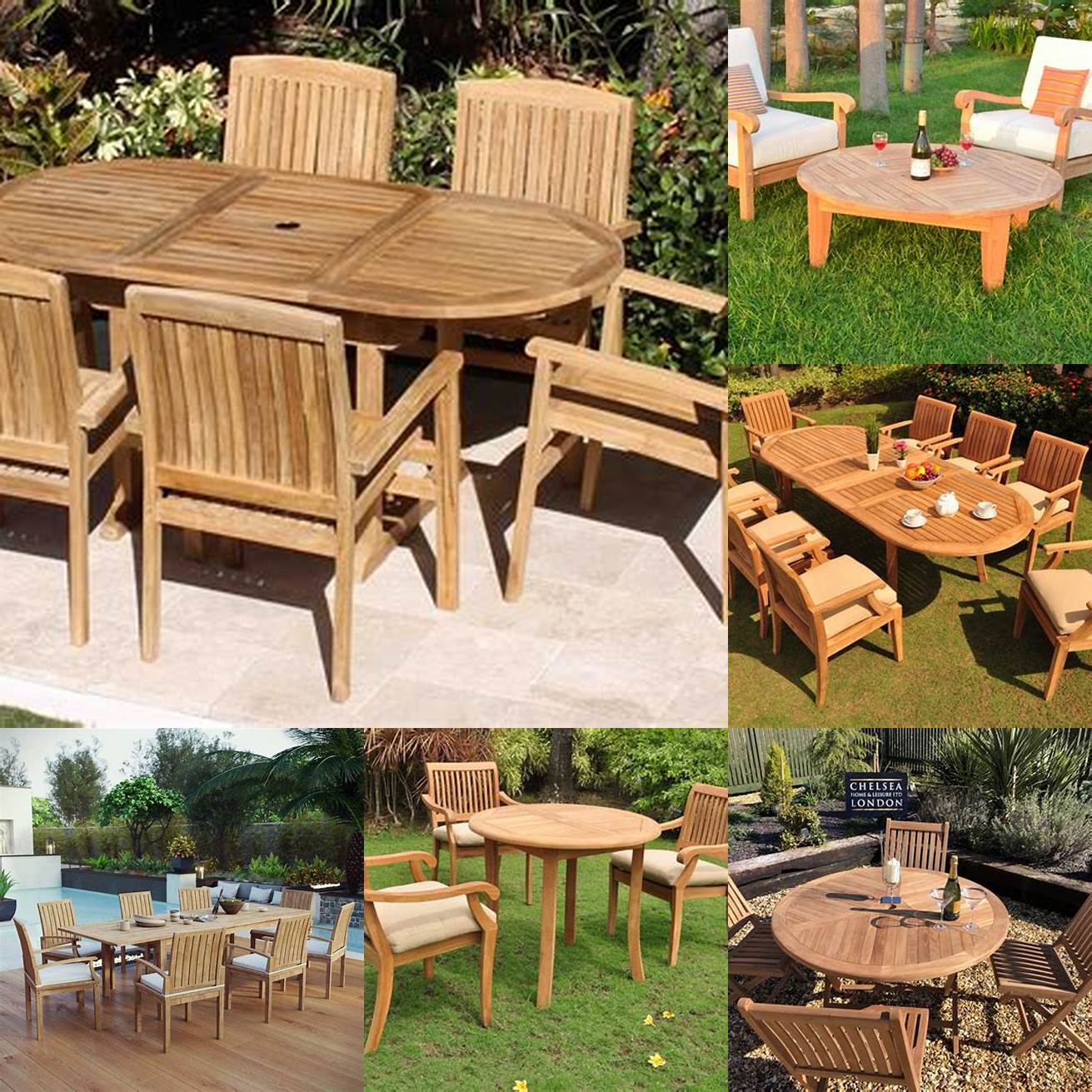 Teak furniture in an outdoor setting