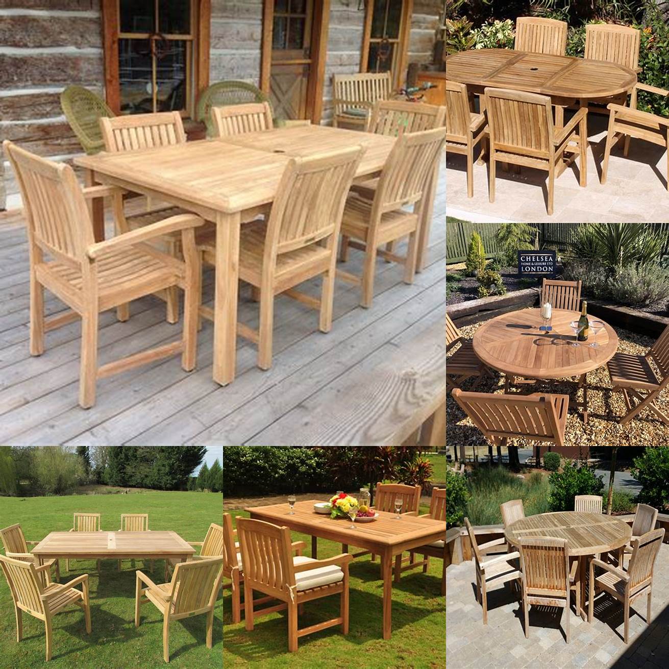Teak furniture in different environments