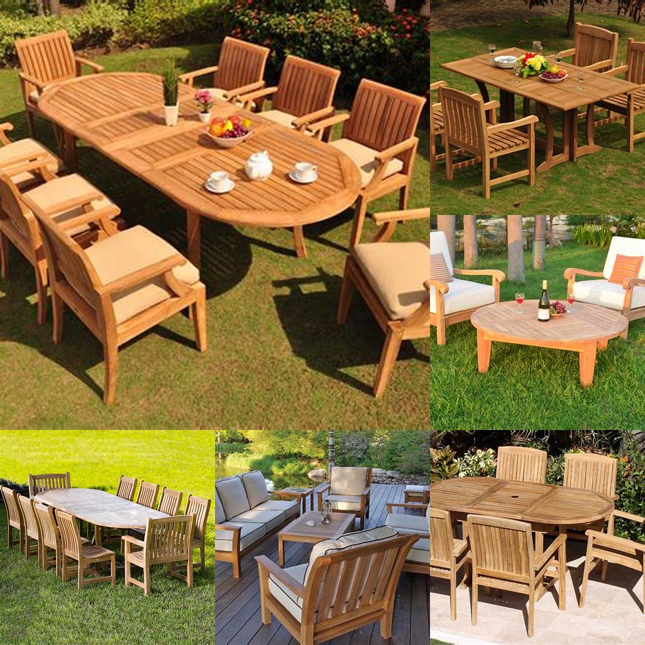 Teak furniture in outdoor settings