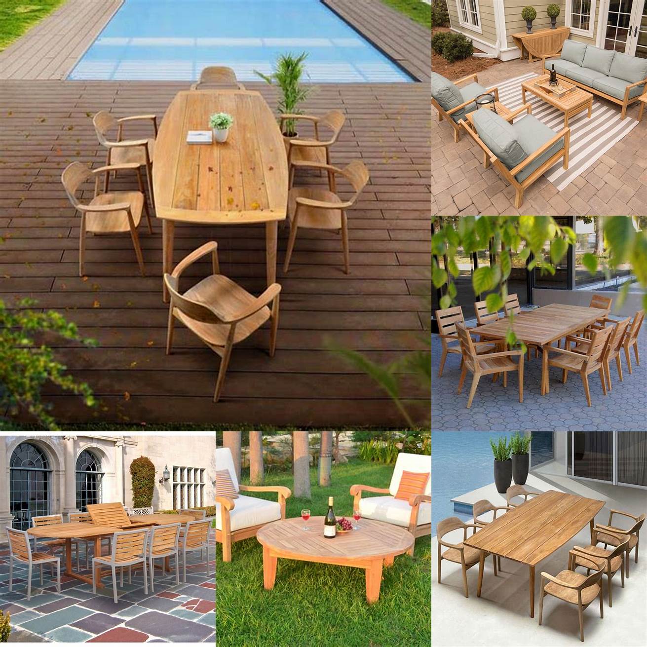 Teak furniture set in a modern outdoor setting