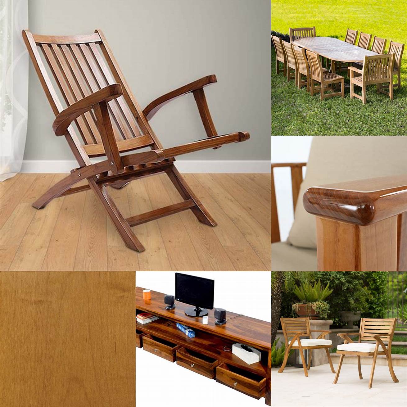 Teak furniture with a natural finish