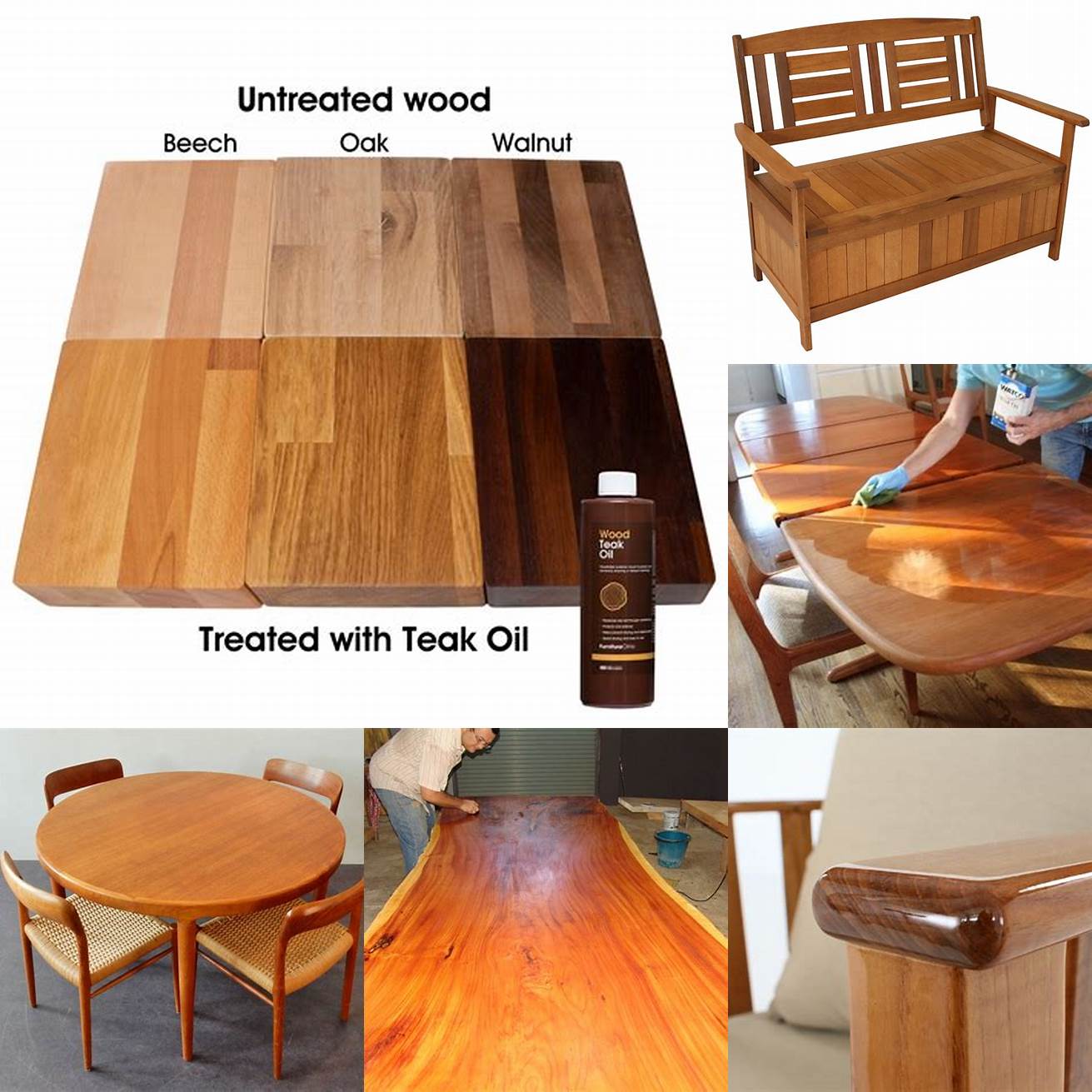 Teak furniture with a teak oil finish