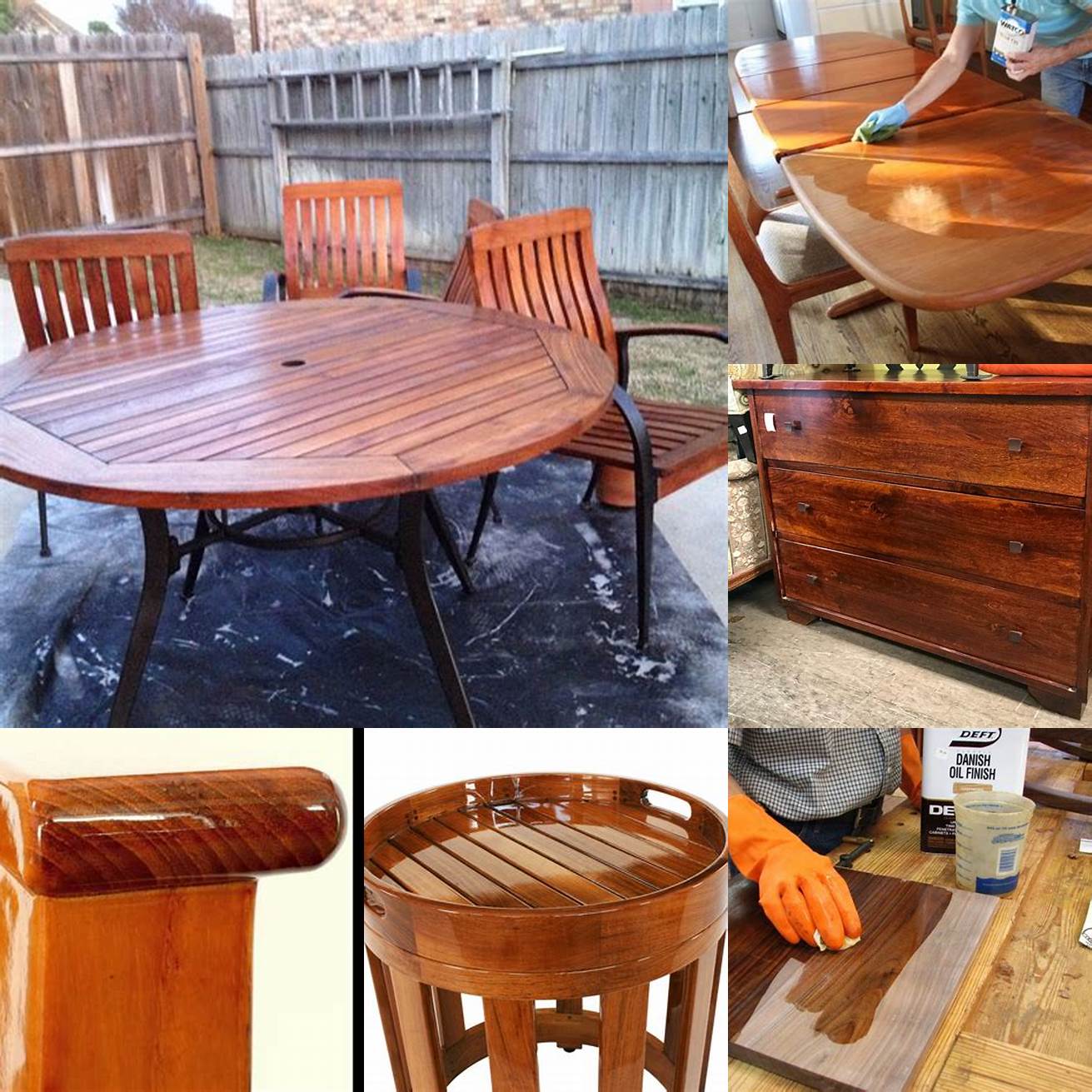 Teak furniture with a varnished finish
