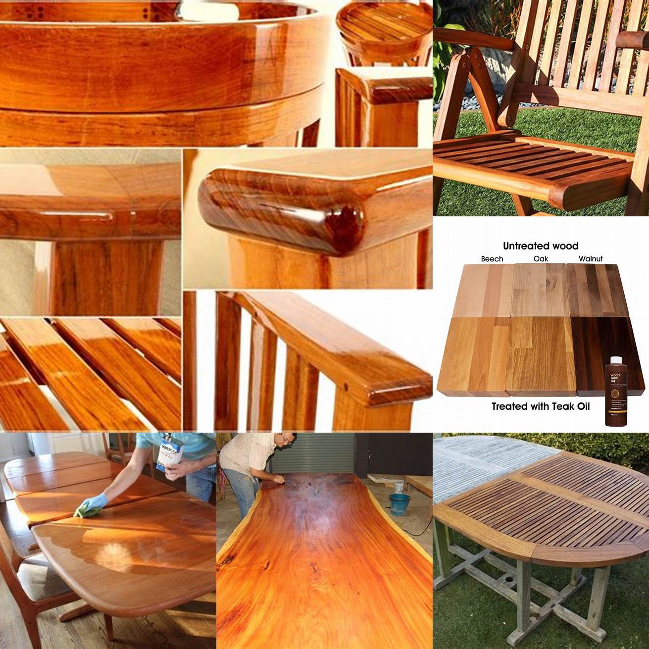 Teak furniture with an oiled finish